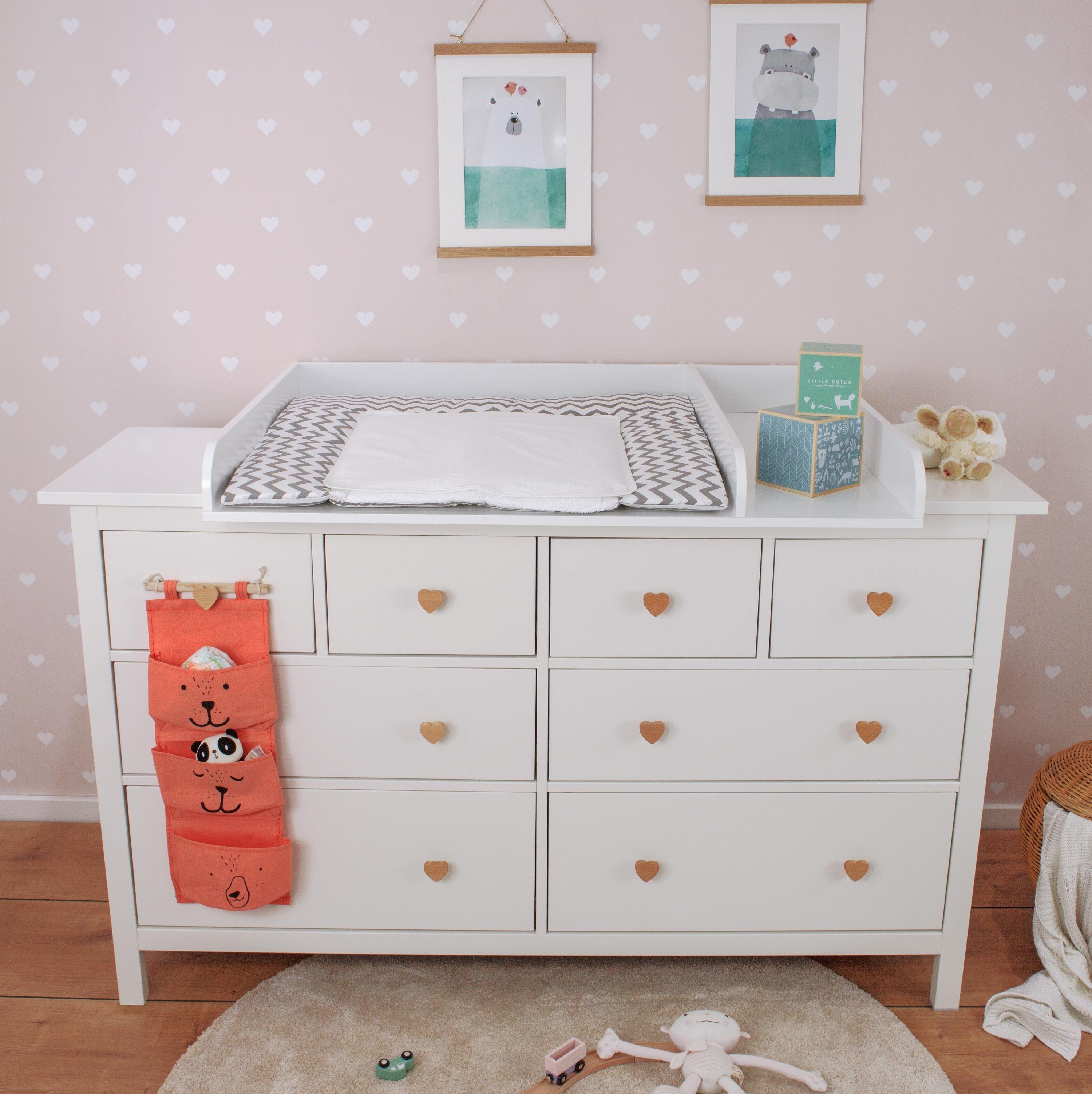 Puckdaddy GmbH Wickelaufsatz Kimi (108x11x80cm) für IKEA Hemnes Kommoden