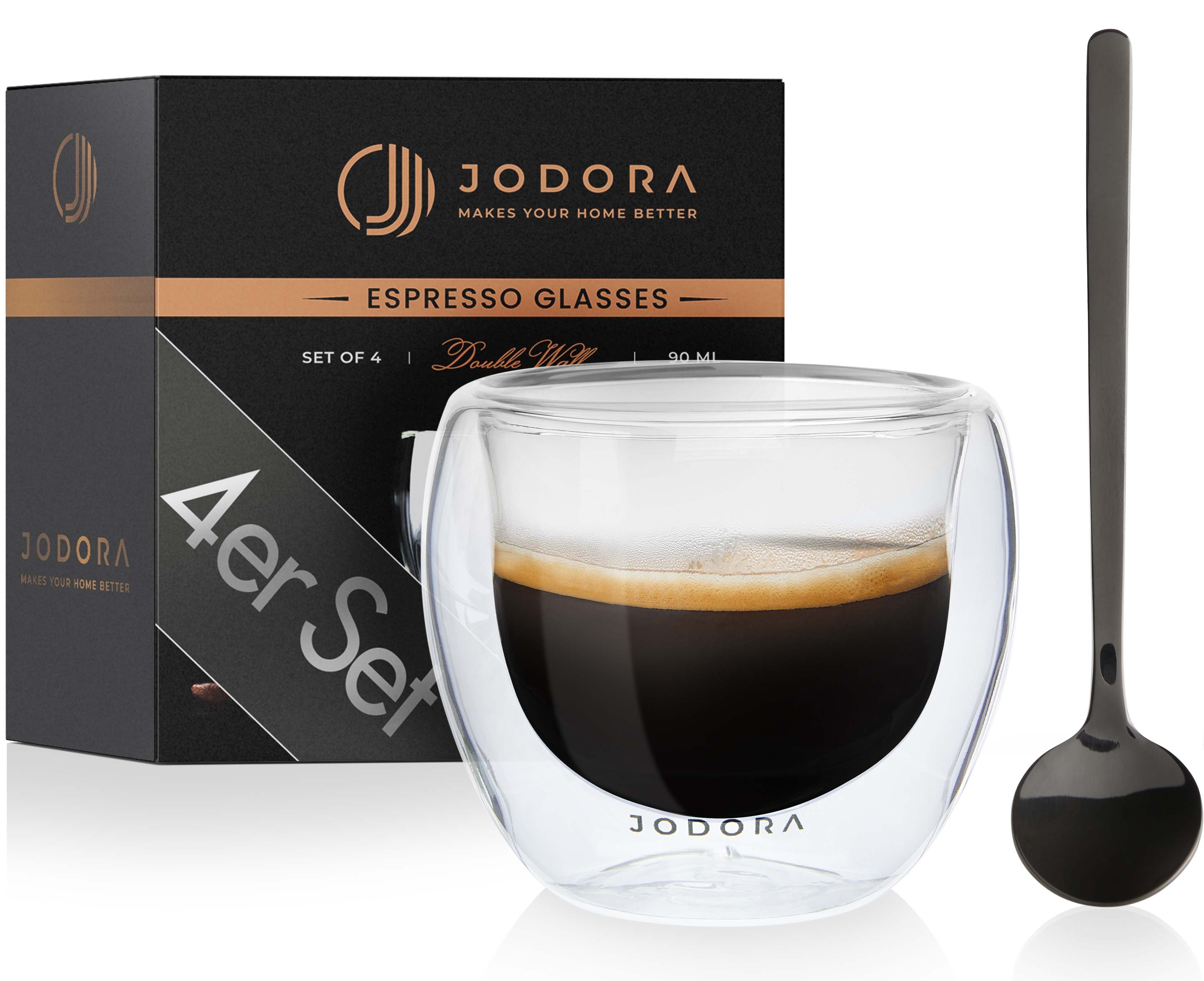JODORA Espressoglas Design Espressogläser doppelwandig - (4 x 90ml)