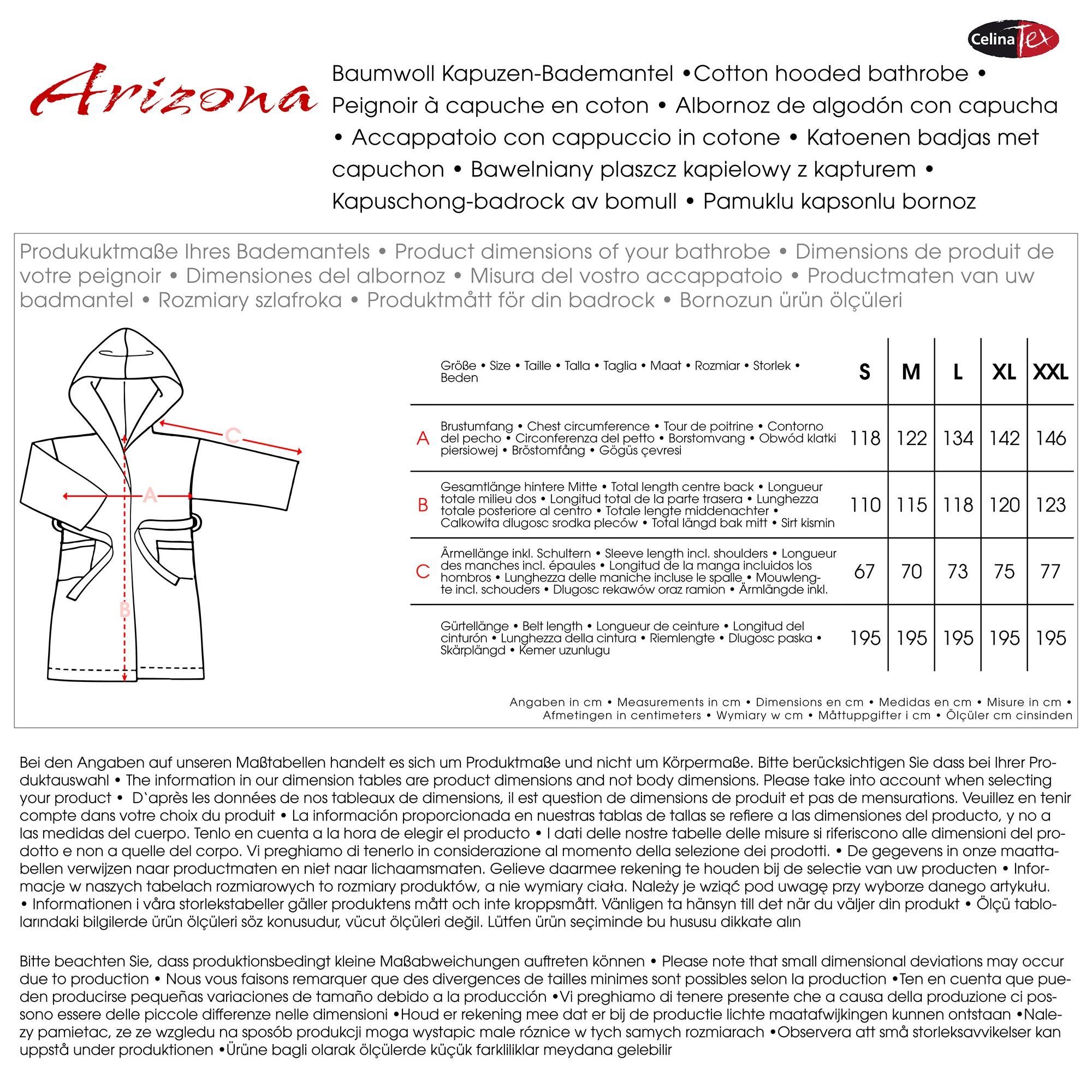 CelinaTex Bademantel Saunamantel Frottee Kapuze für Sie&Ihn Arizona schwarz M, Baumwolle