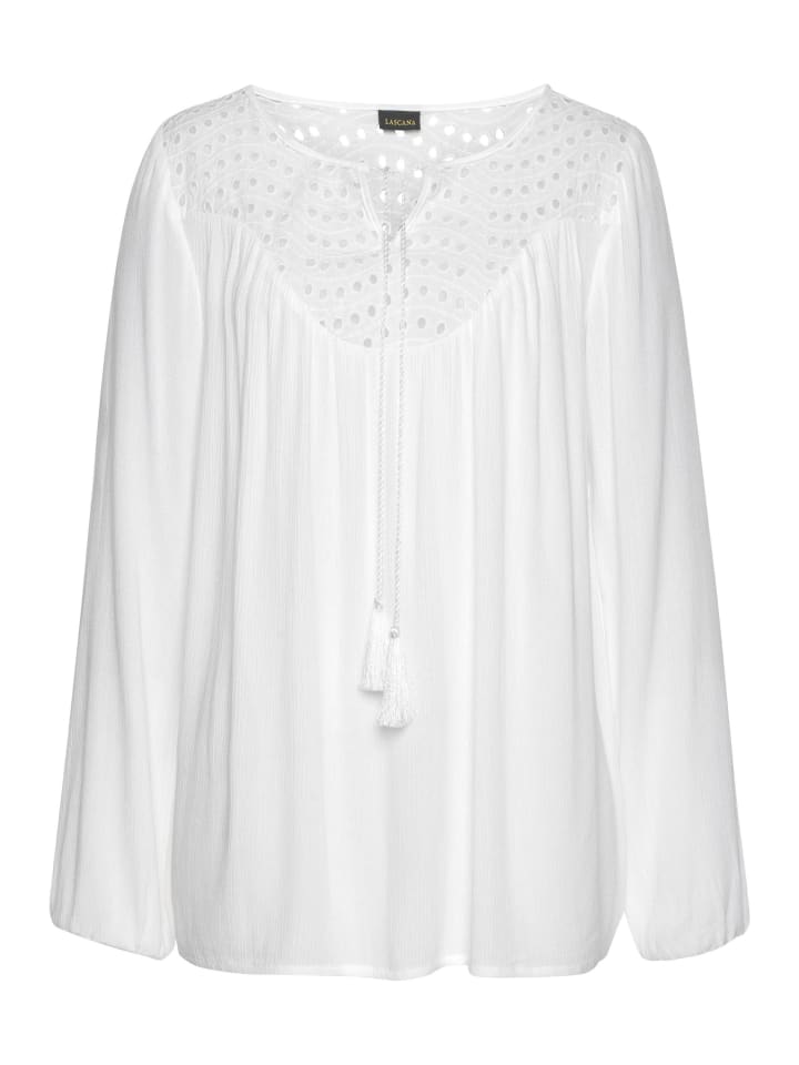LASCANA Crepebluse in weiß günstig kaufen