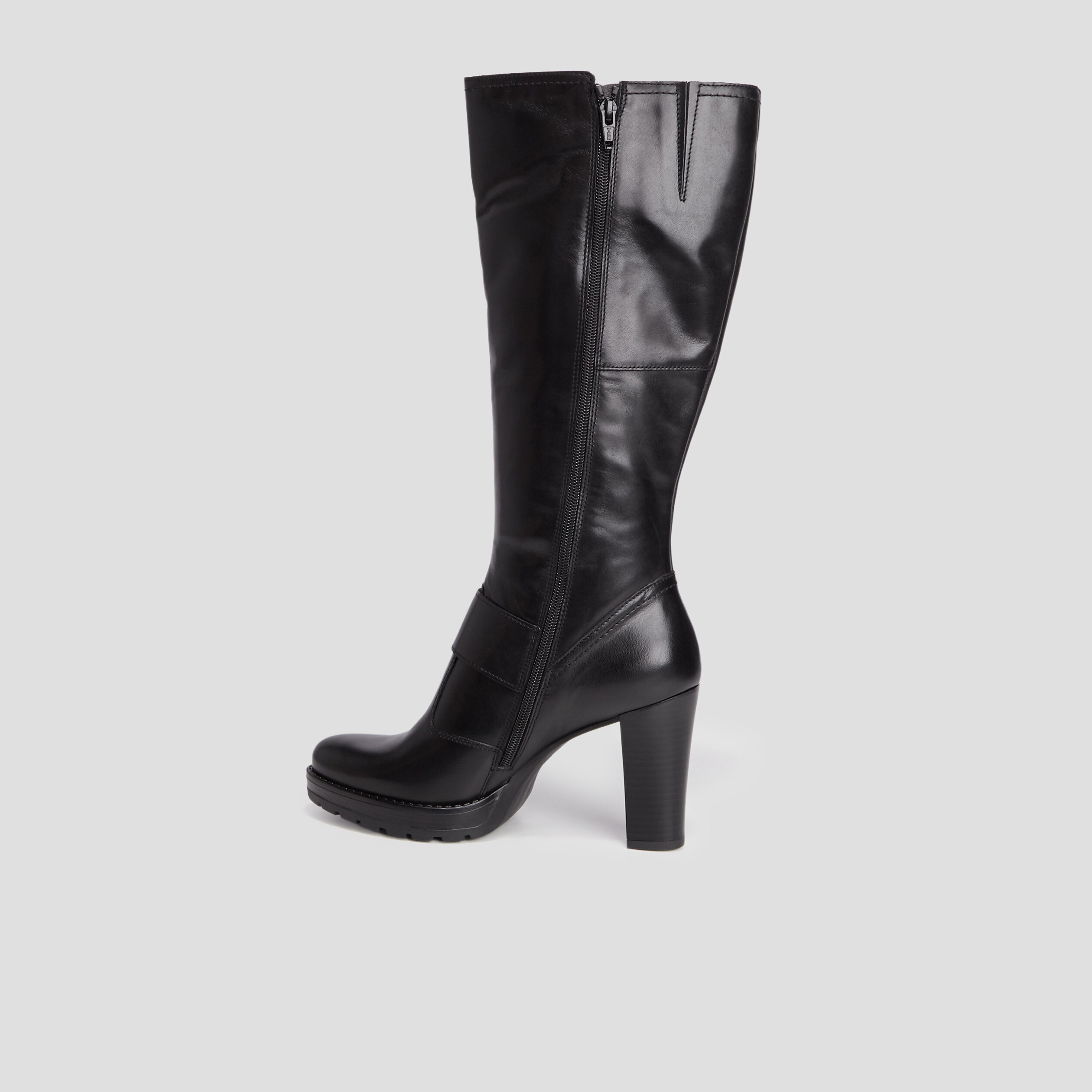 Bottes cuir à talons avec boucles noir femme | La Halle
