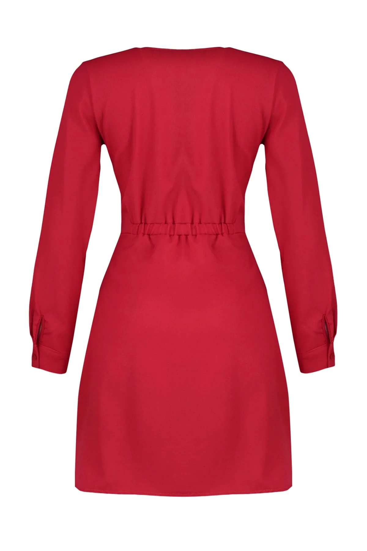Trendyol Collection  Rotes zweireihiges Mini-Webkleid TWOAW23EL00872
