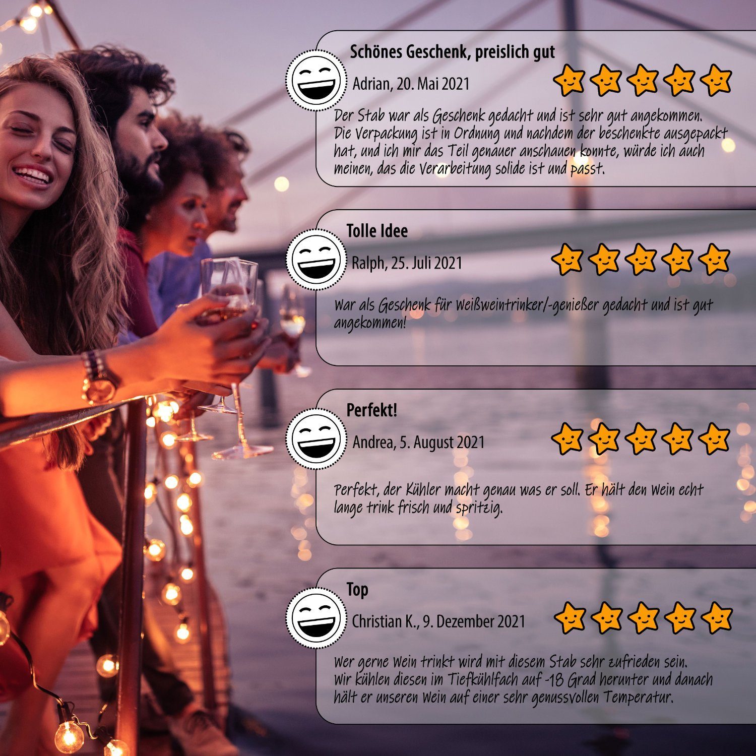 Dimono Outdoor-Flaschenkühler Wein-Kühlstab, 4-in-1 Premium Flaschenkühler