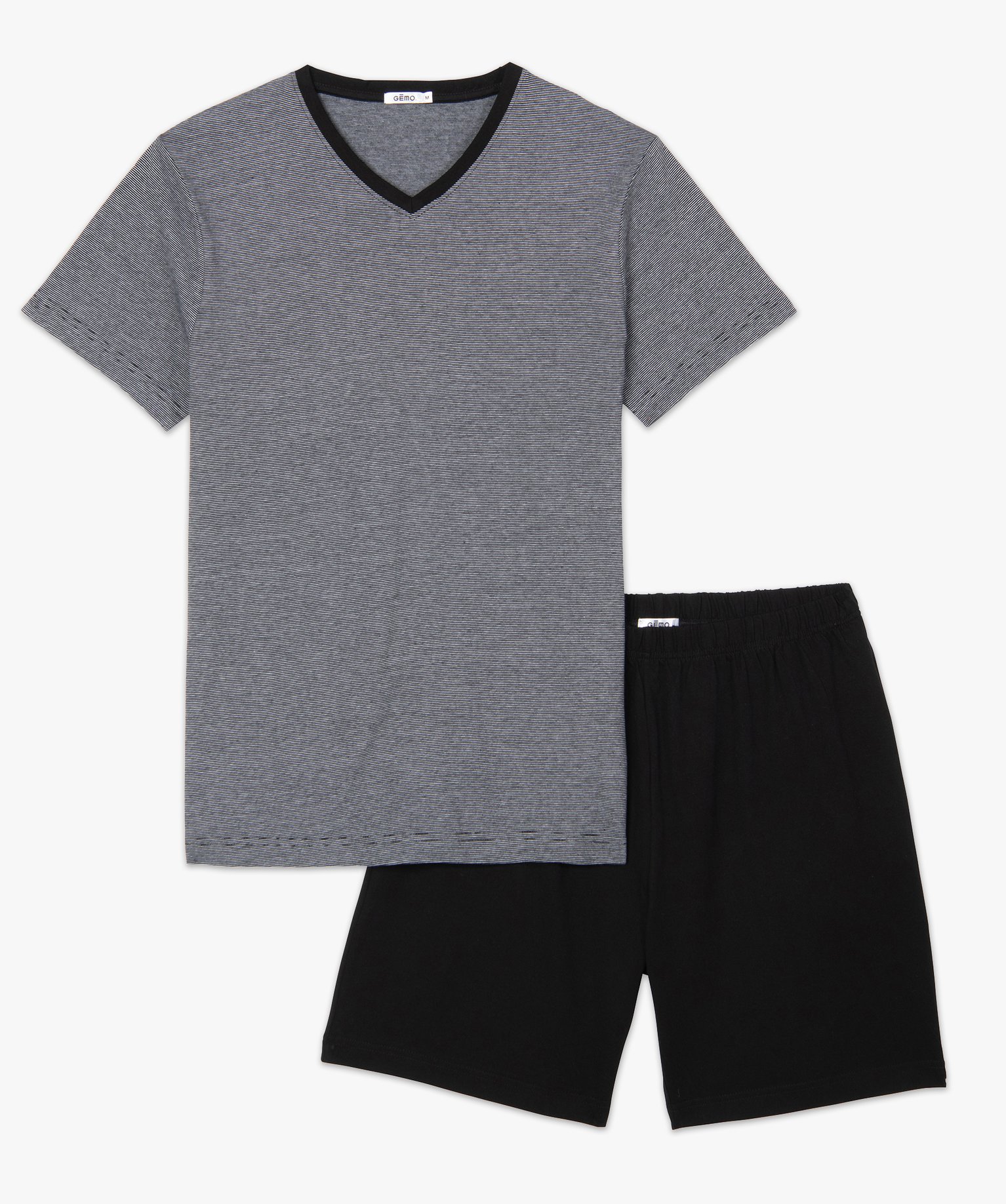 Pyjashort homme bicolore en coton noir | GEMO