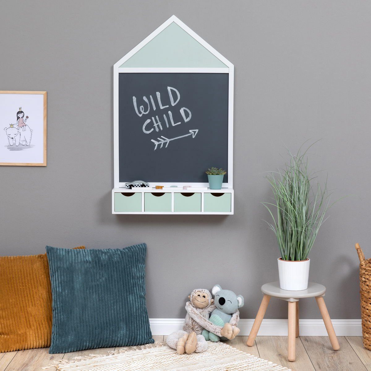 MUSTERKIND® Wandtafel Juncus, weiß/mint