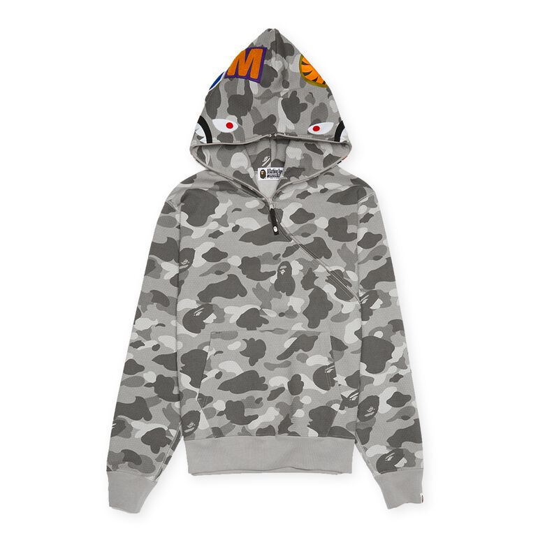 A Bathing Ape Honeycomb Camo Shark Full Zip Hoodie M gray