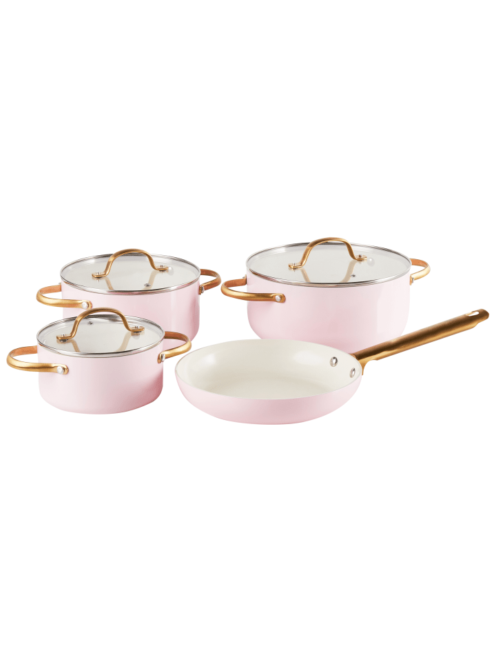 Beliani 7-tlg Kochgeschirr ELITE PRO in Rosa/Gold/Weiß günstig kaufen onesize