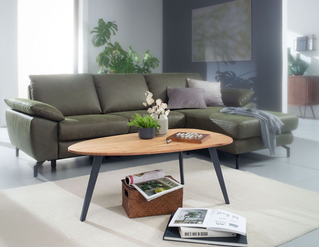 Wohnling Couchtisch Nierenform 110 x 60 x 45 cm Braun