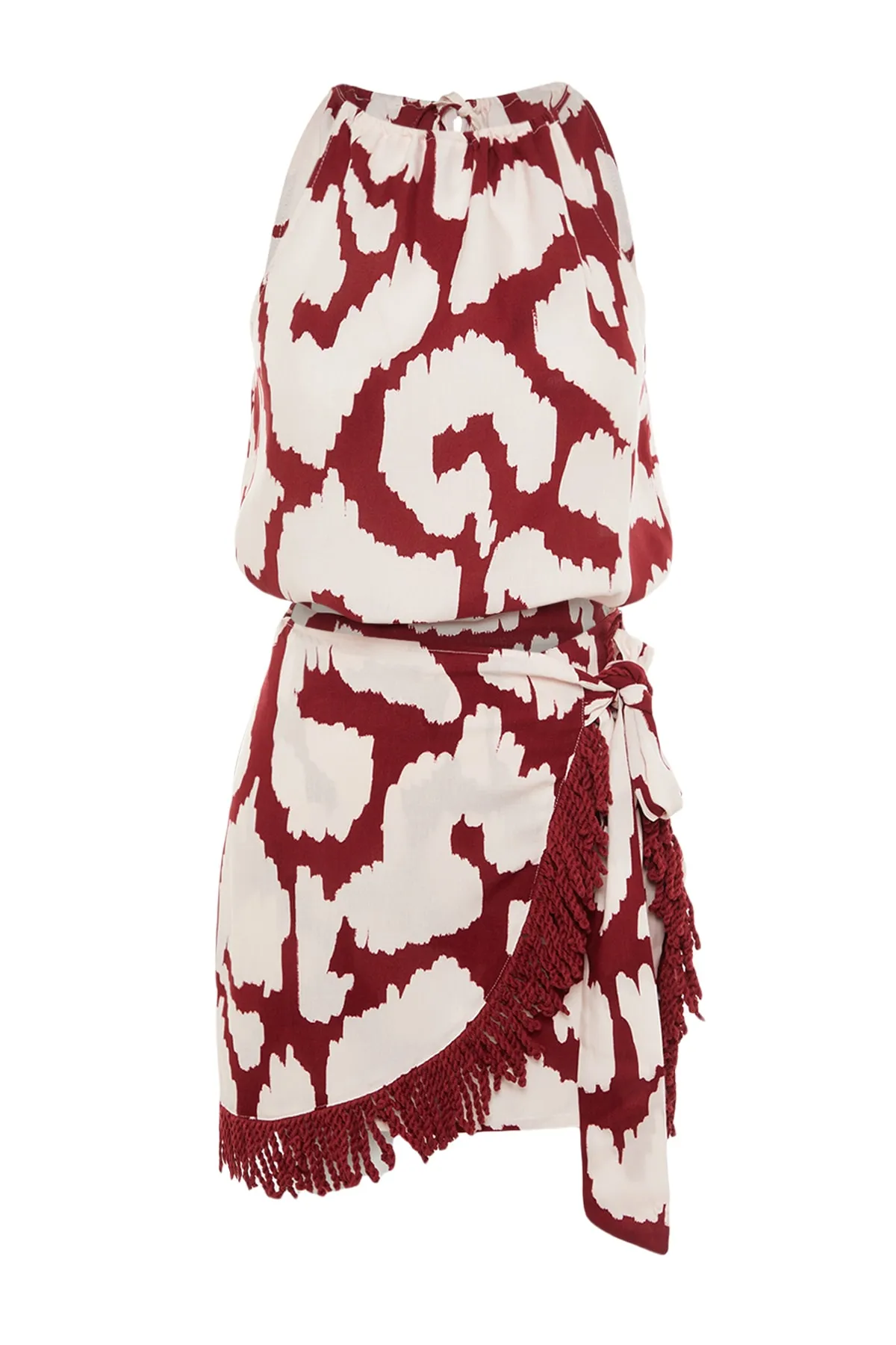 Trendyol Collection  Strick-Bluse mit Troddeln und Tiermuster, Rock-Set TBESS23AU00017