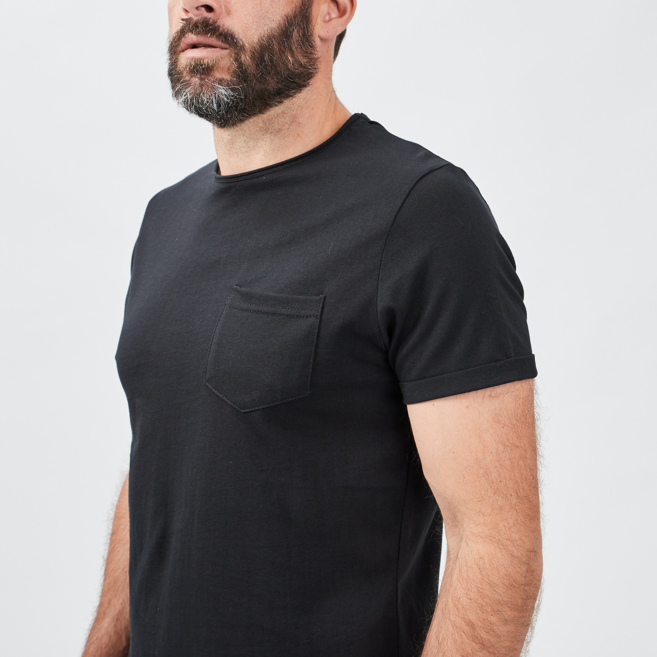 T-shirt col rond avec poche plaquée noir homme | La Halle