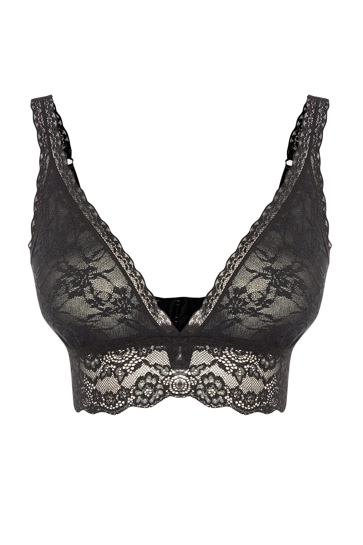 Trendyol Collection  Schwarzer Spitzen-Bralette-Strick-BH ohne Kappe THMAW23SU00107