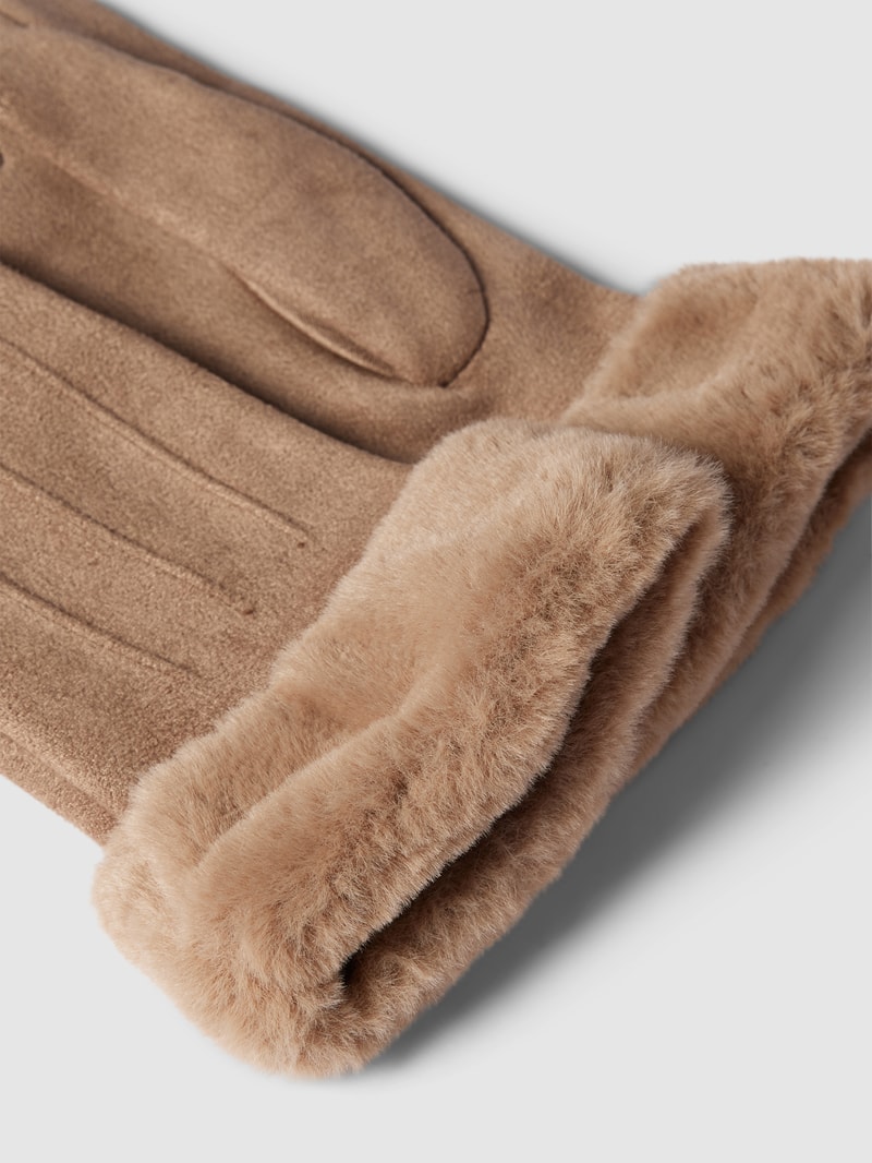 Handschuhe mit Kunstfell in unifarbenem Design in taupe