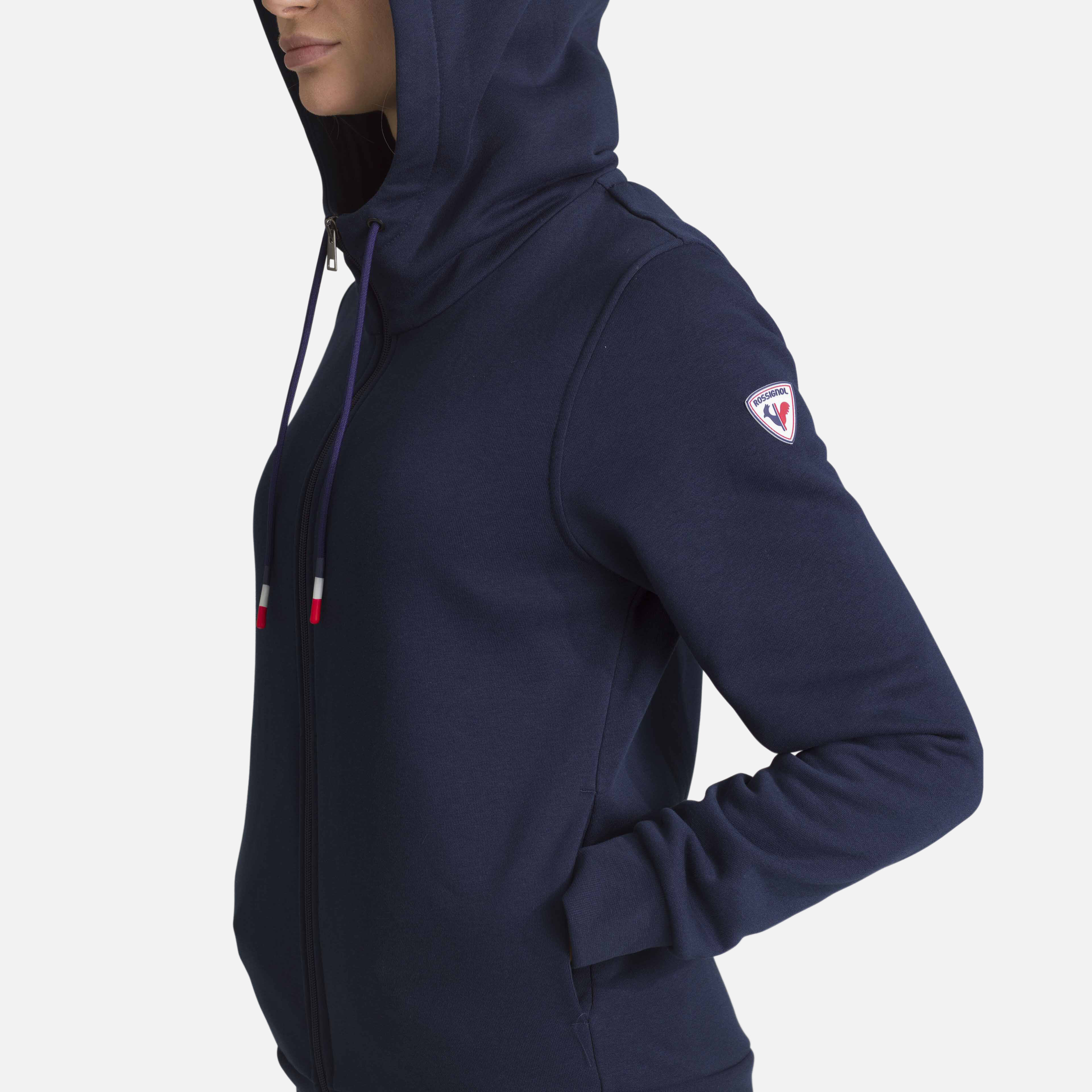 Sweat en coton à capuche zippé Logo Femme