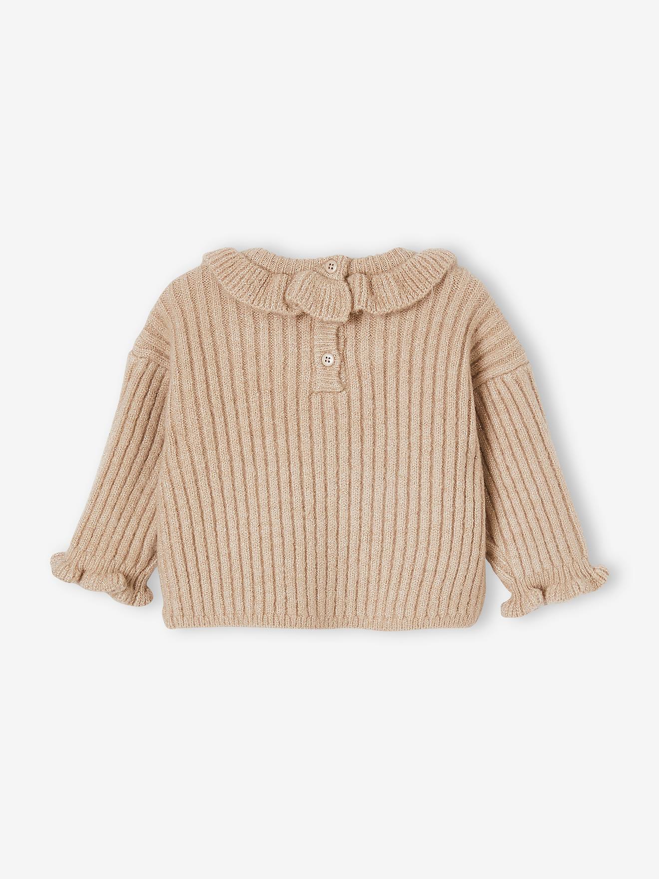 Pull collerette bébé beige chiné