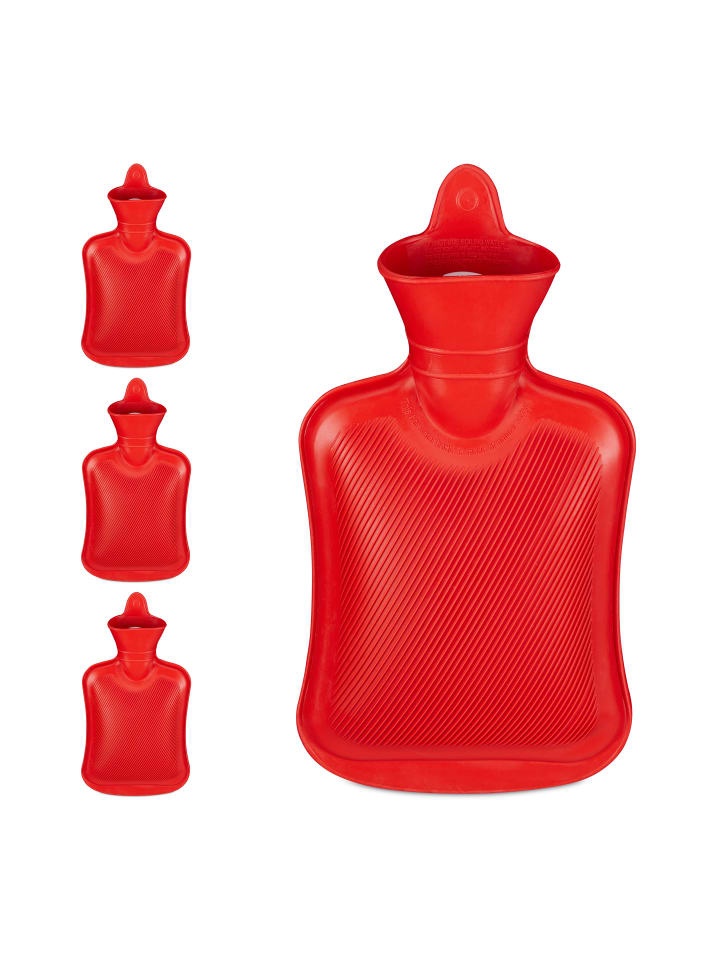 relaxdays 4x Wärmflasche in Rot günstig kaufen onesize