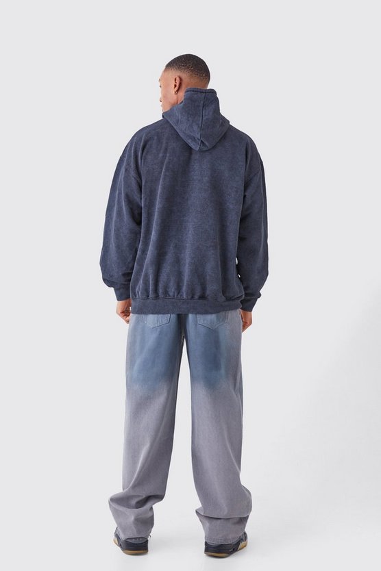 Oversize Hoodie mit Acid-Waschung und Print