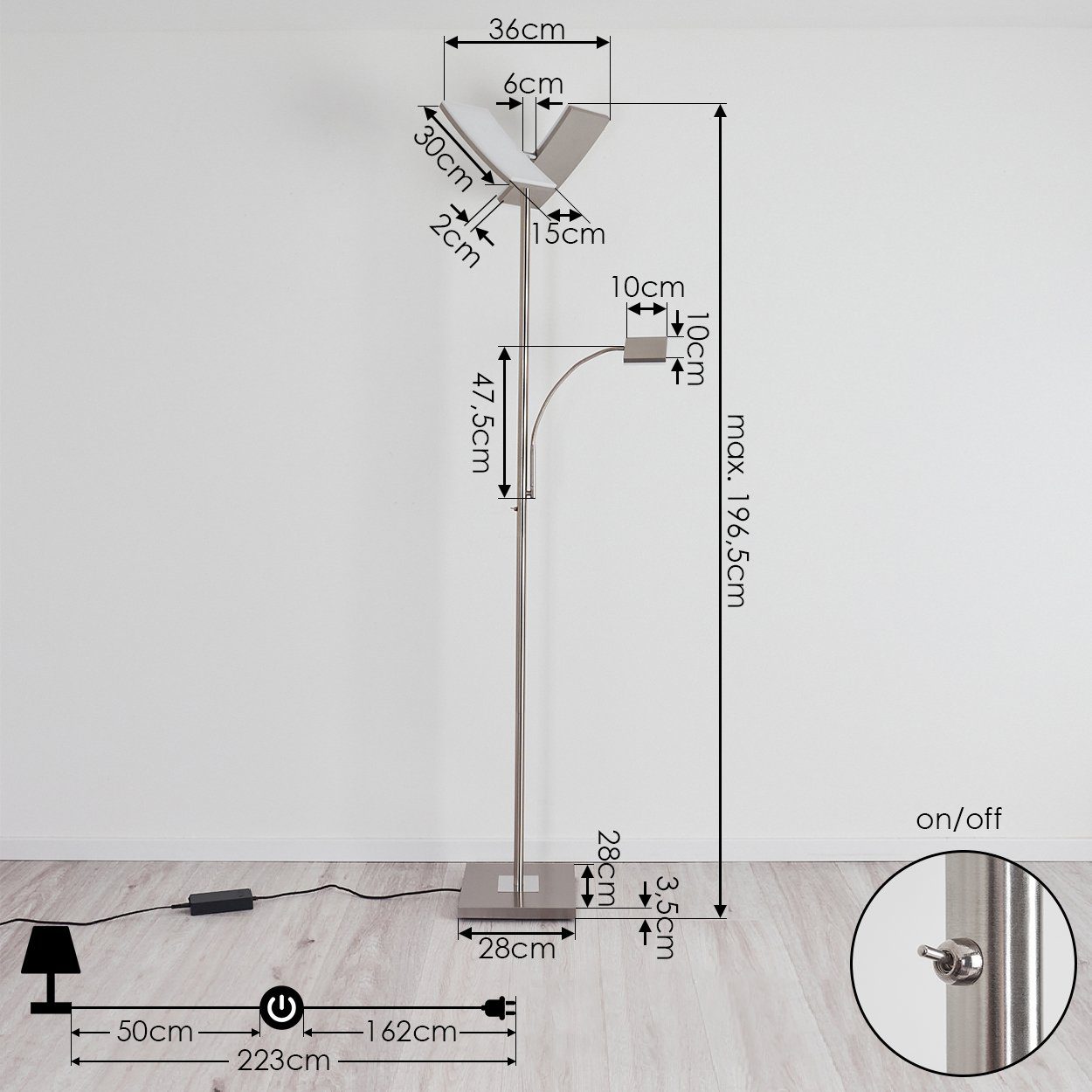 hofstein Stehlampe LED Steh Boden Leuchte RGB Farbwechsler Wohn Schlaf Raum Beleuchtung