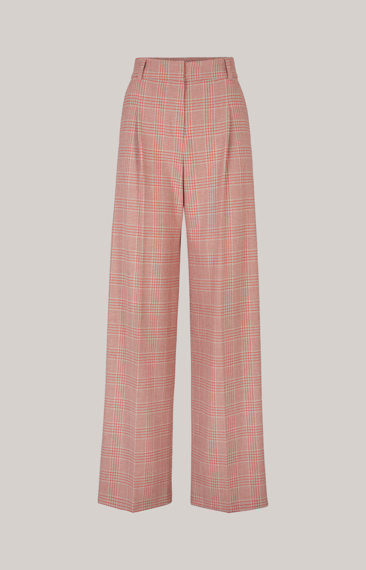 Twill-Hose in Beige/Rot kariert