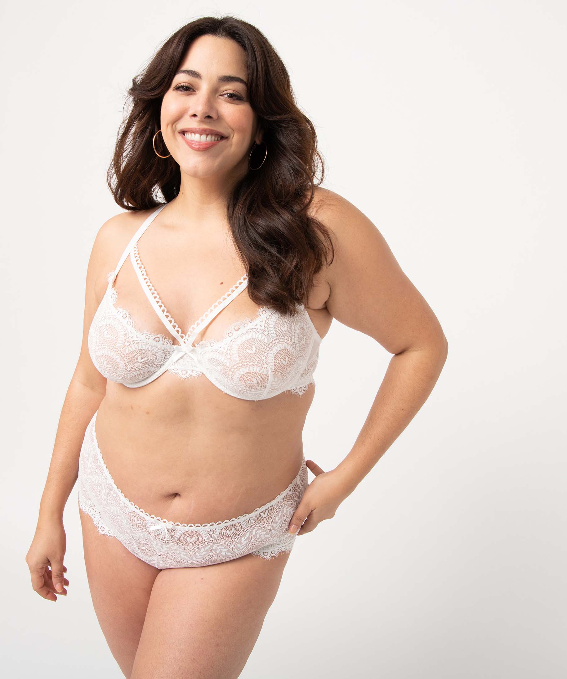 Soutien-gorge femme grande taille dos dentelle fantaisie blanc | GEMO