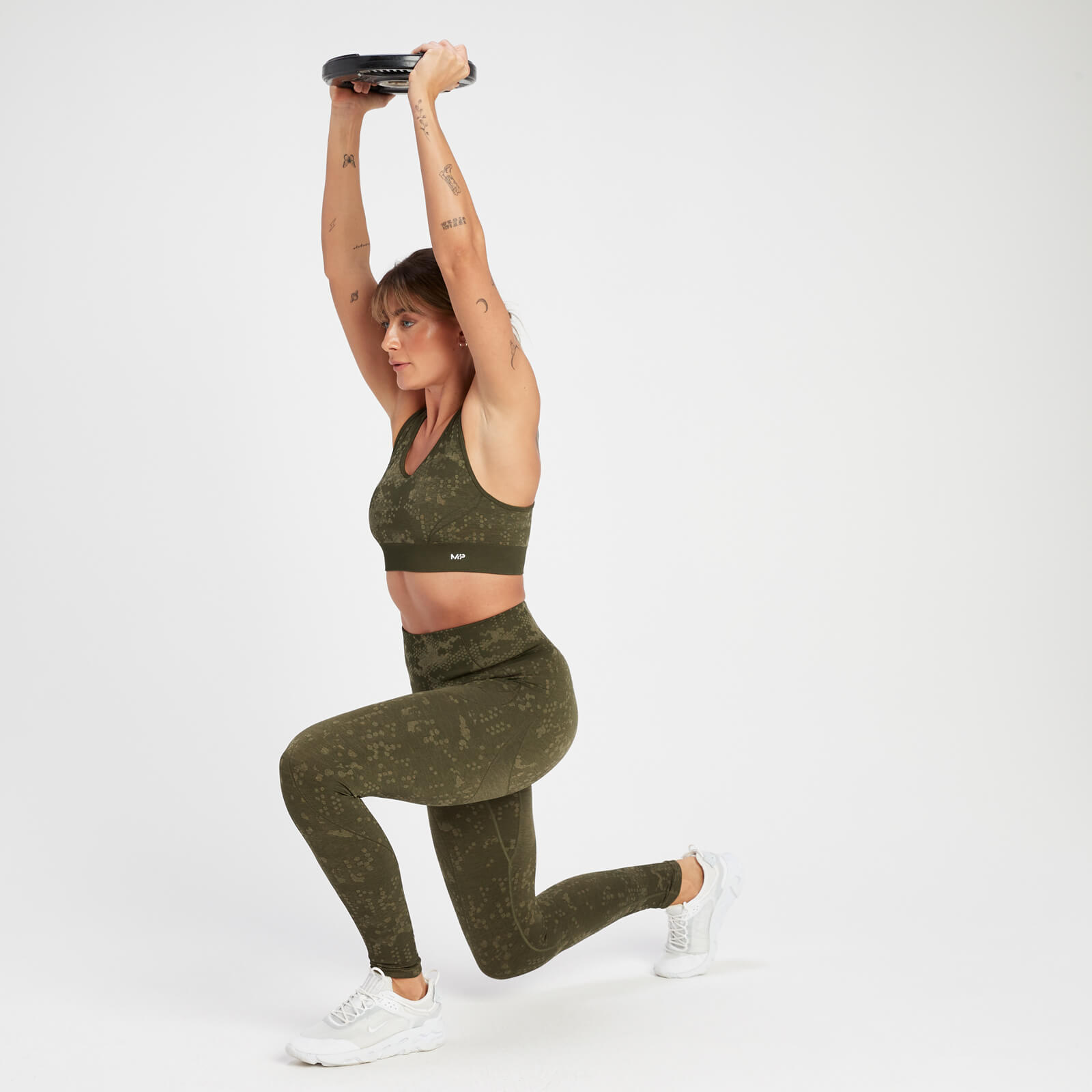 Brassière de sport à motif sans coutures MP Adapt pour femmes – Vert olive
