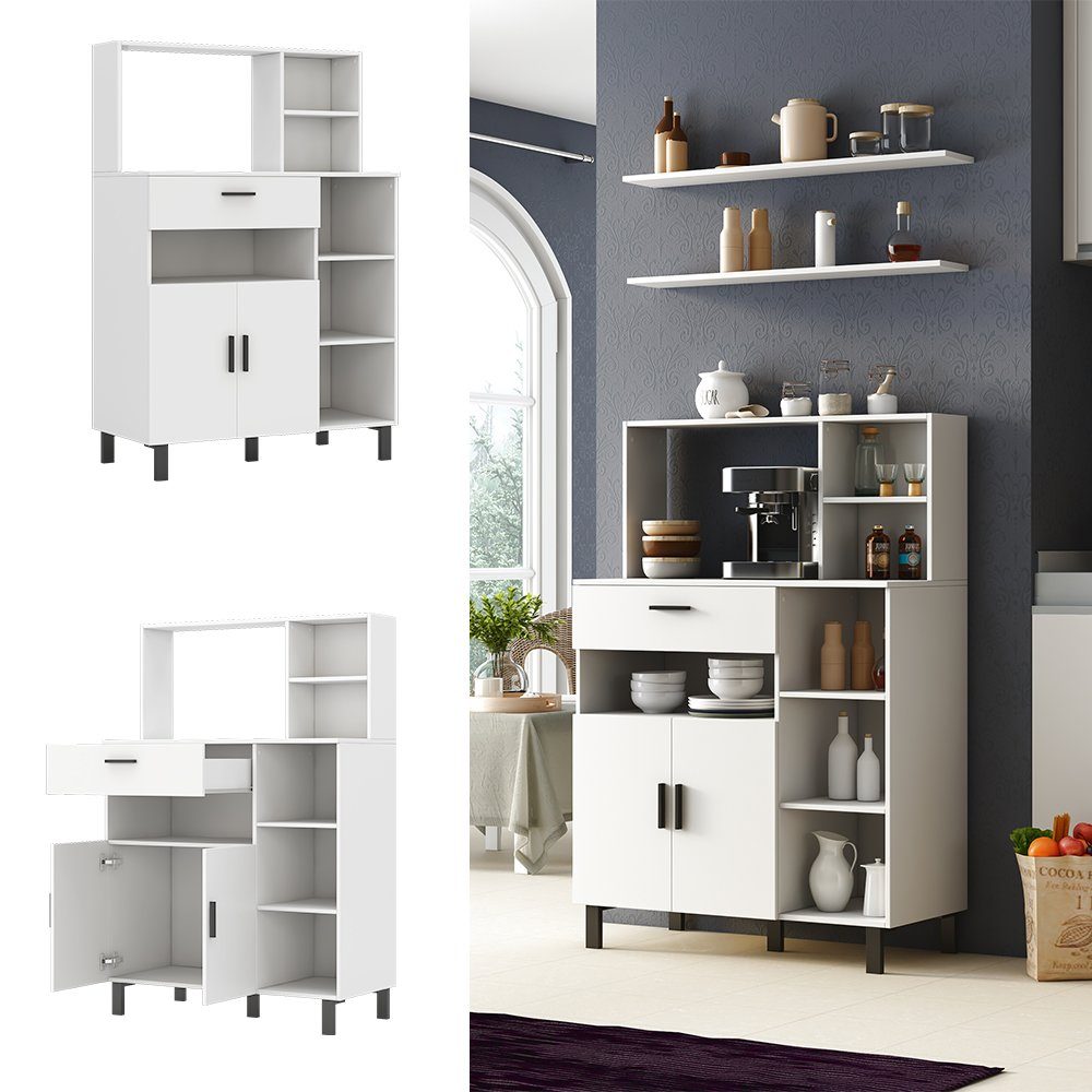 Livinity Küchenbuffet Vitrinenschrank EMANUEL Weiß