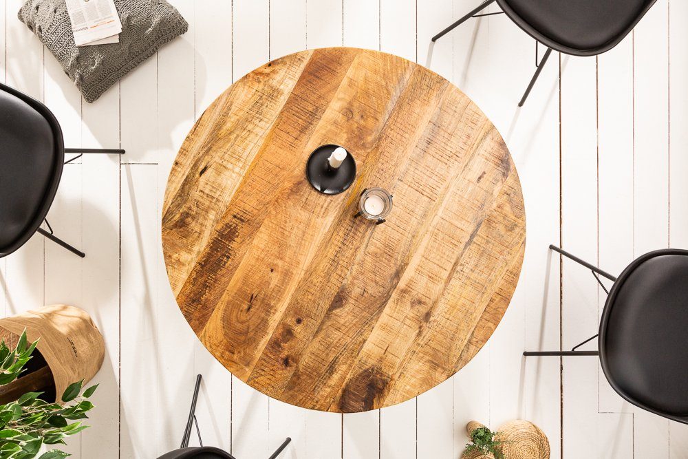 riess-ambiente Esstisch IRON CRAFT 80cm natur, Massivholz · rund · Küchentisch · Mangoholz