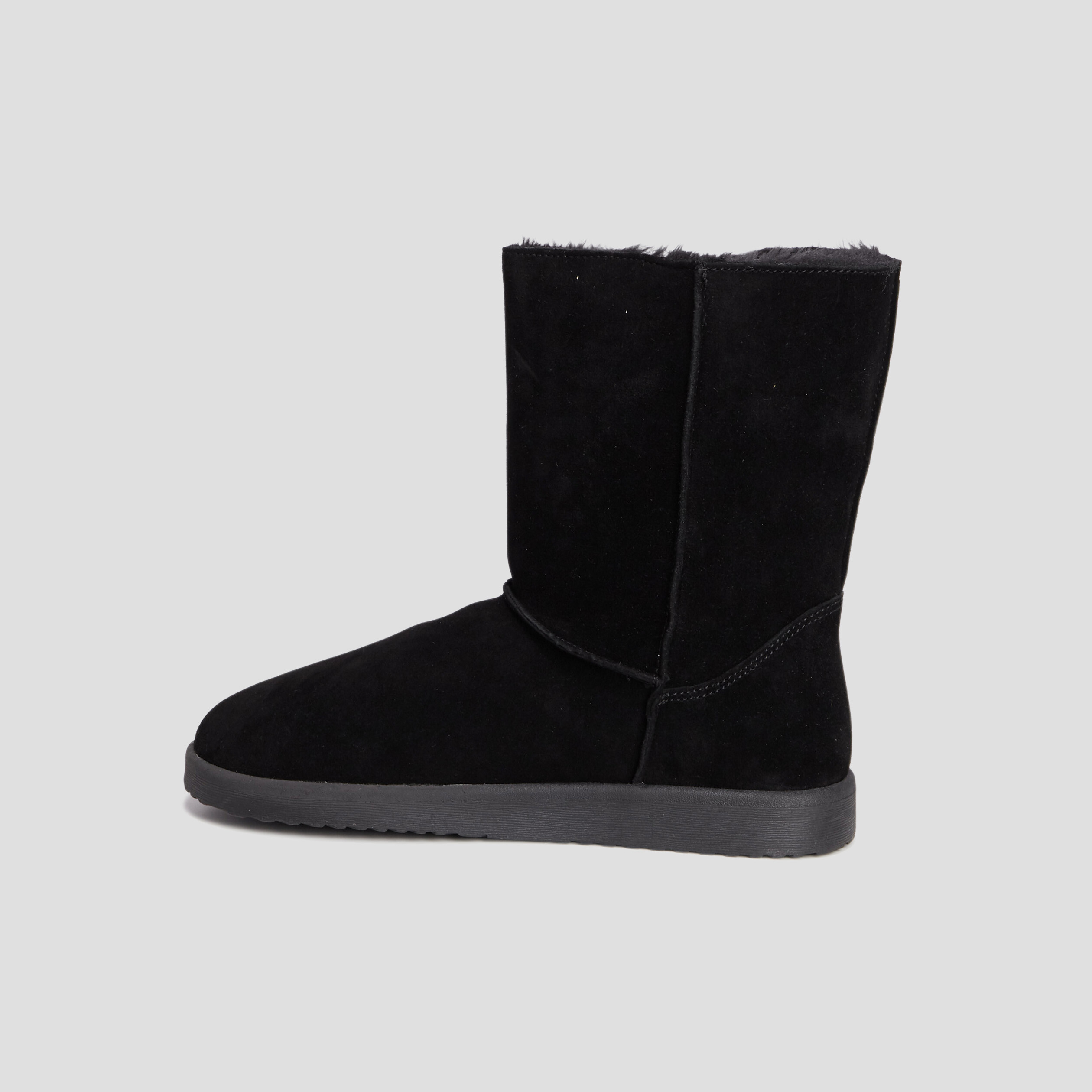 Bottines en cuir fourrées noir femme | La Halle