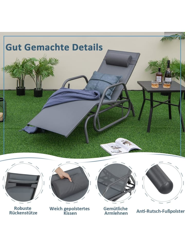 COSTWAY Sonnenliege mit Schaukelfunktion in Grau günstig kaufen onesize