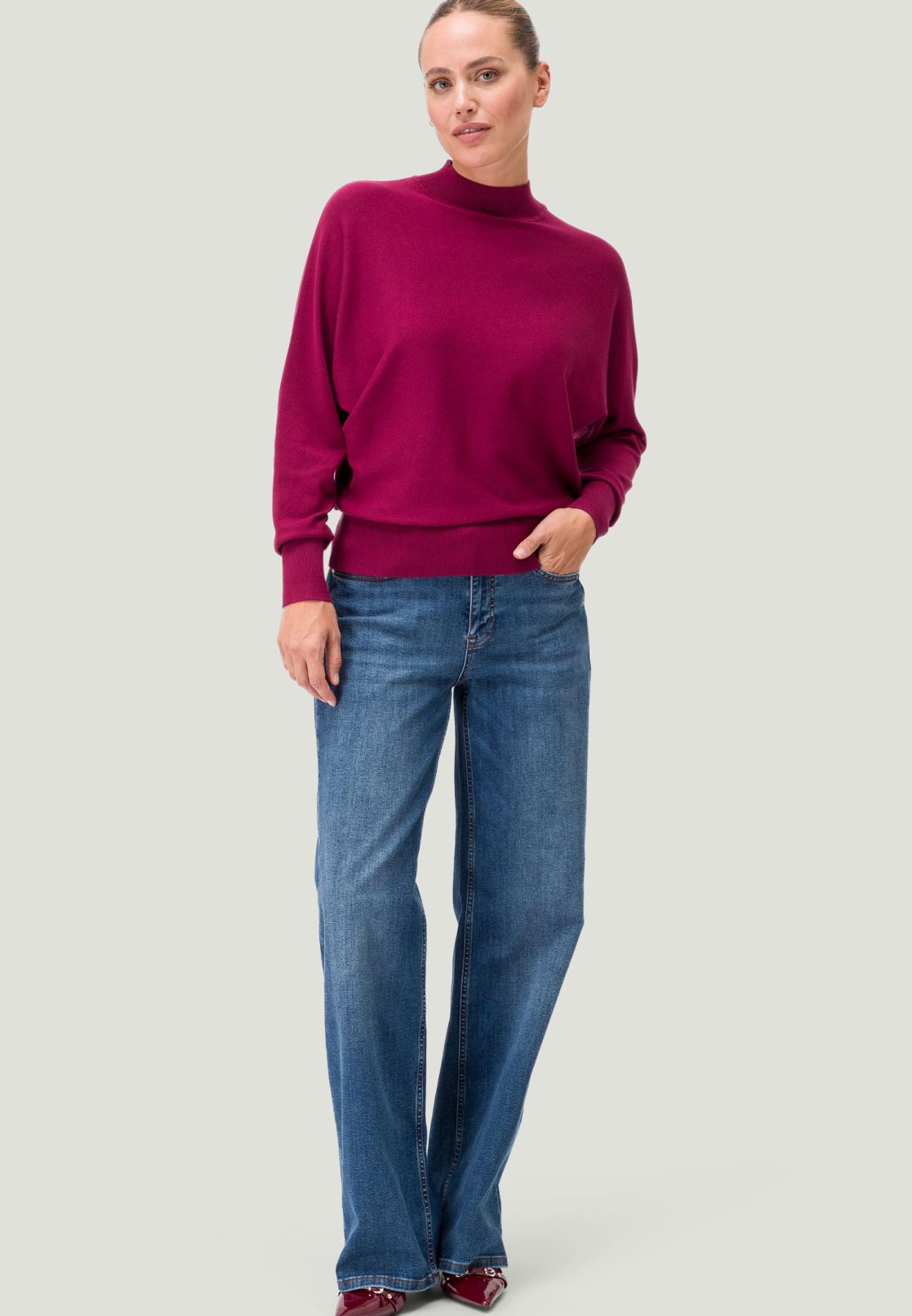Strickpullover mit Stehkragen