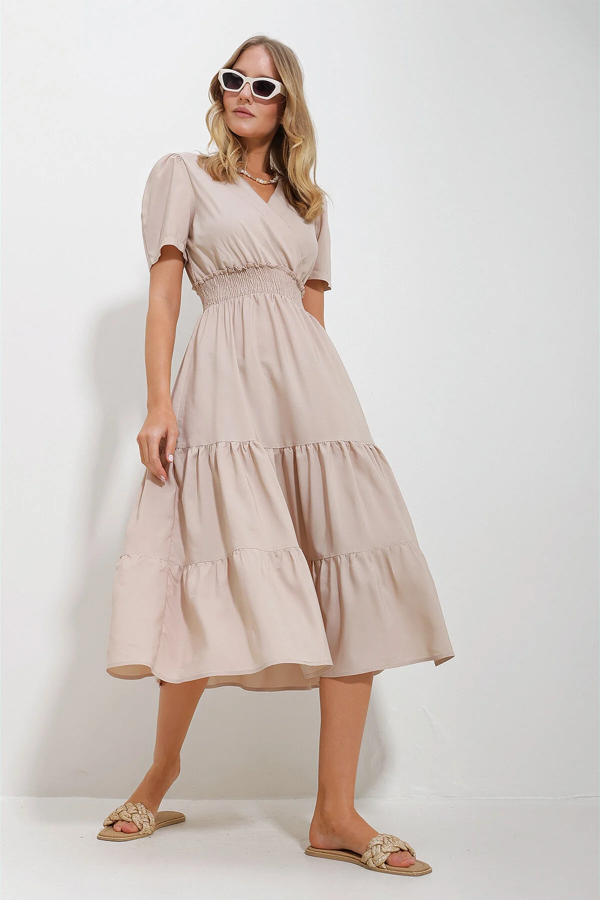 Trend Alaçatı Stili  Kleid - Beige - A-Linie