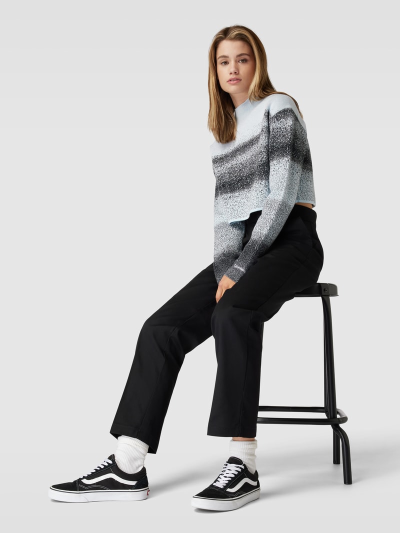 Cropped Strickpullover mit Allover-Muster Modell 'SPRAY' in hellblau