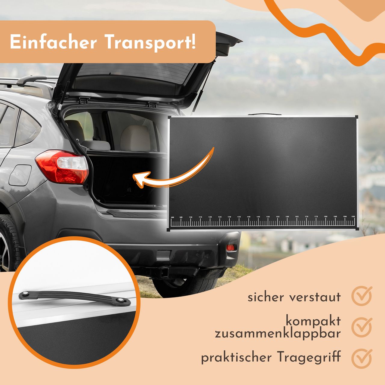 Lemodo Tapeziertisch klappbar, Arbeitstisch mit Messskala, Mehrzwecktisch, Flohmarkttisch