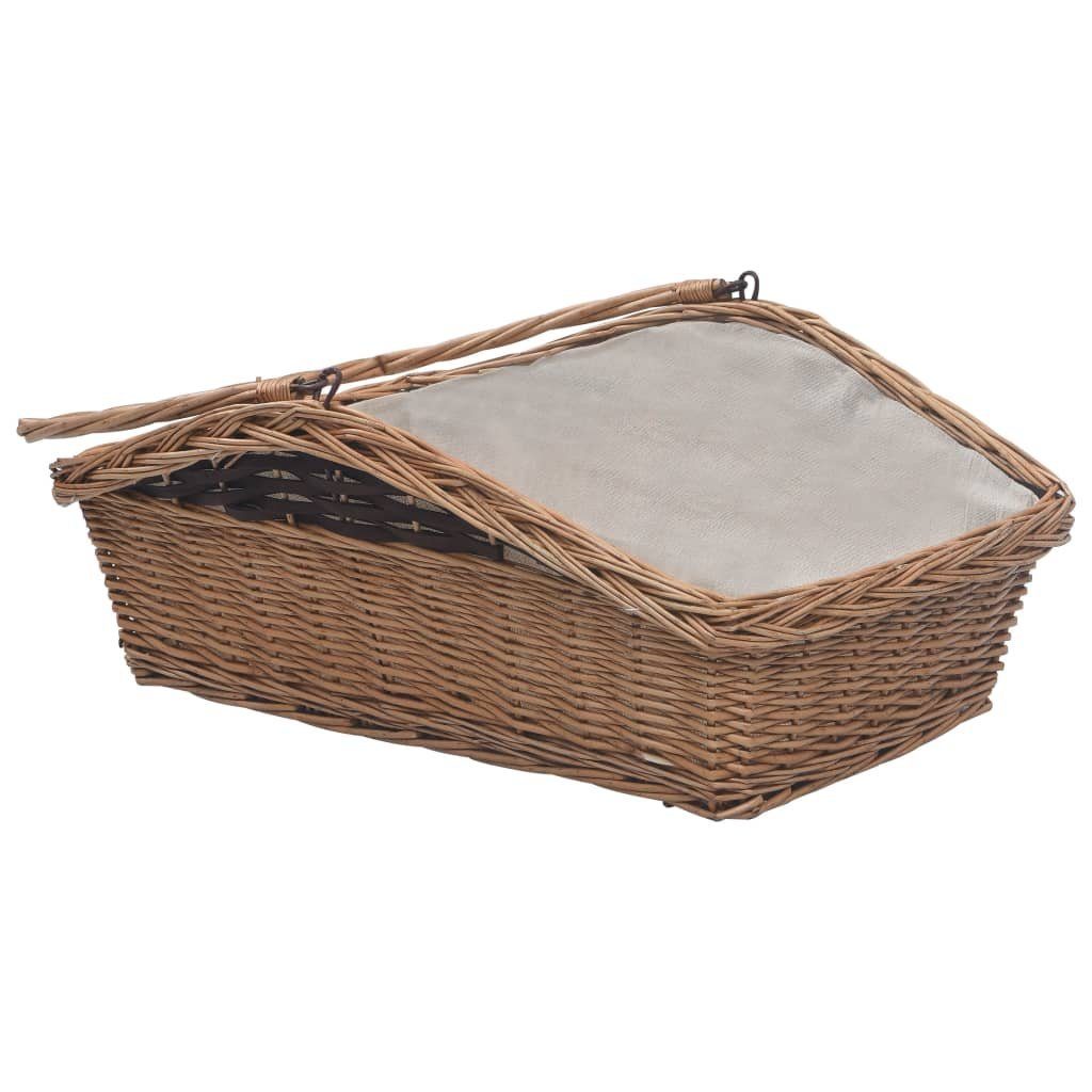 vidaXL Kaminholzregal Holzkorb mit Tragegriff 61,5 46,5 58 cm Braun Weide, BxTxH:61x46x58 cm