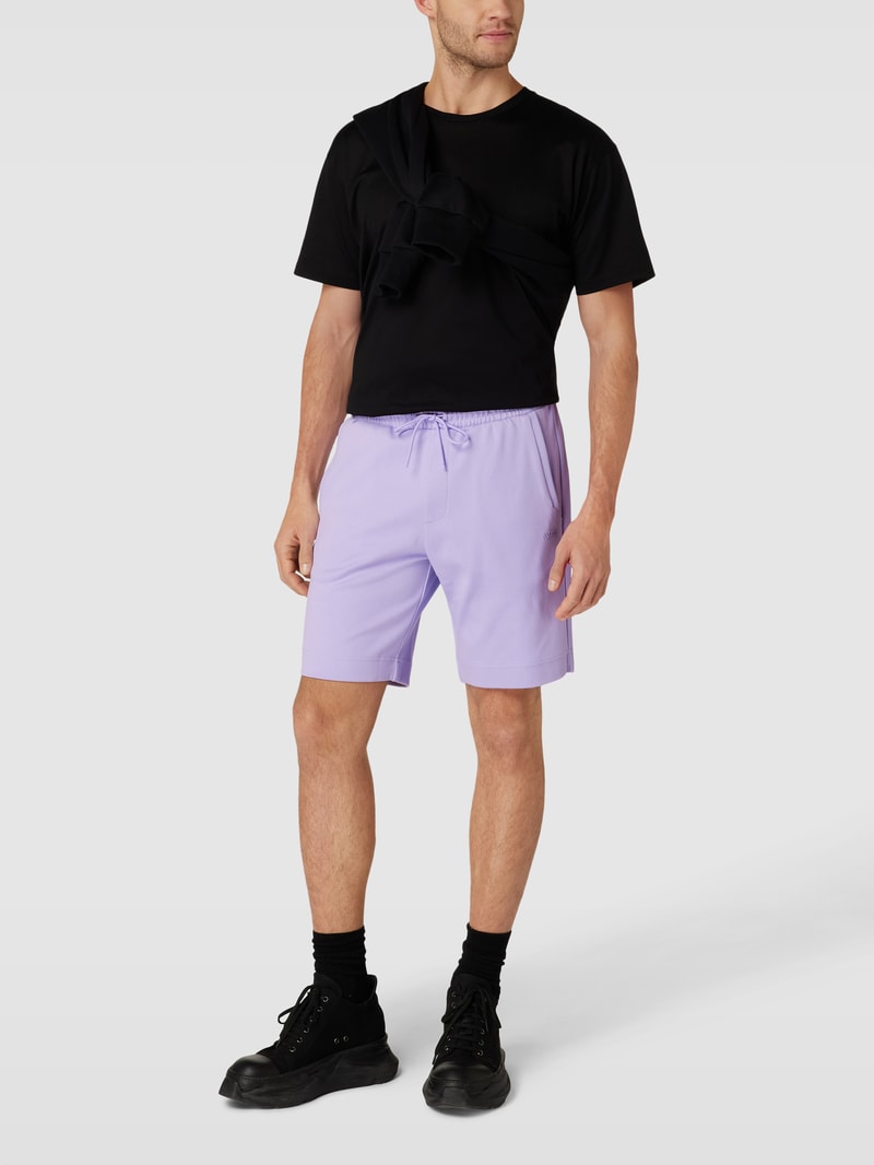 Sweatshorts mit Label-Print Modell 'Headlo' in flieder