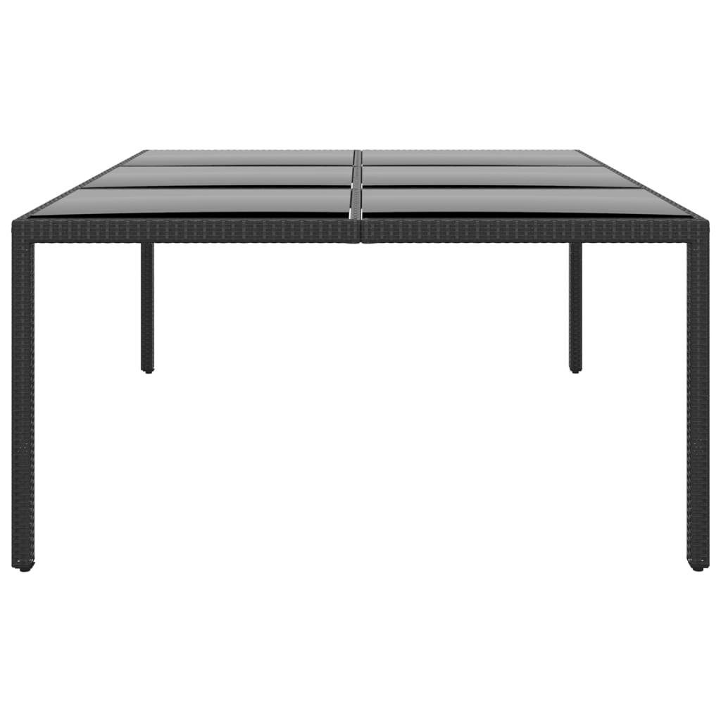 vidaXL Gartentisch Gartentisch 200x150x75 cm Hartglas und Poly Rattan Schwarz (1-St)