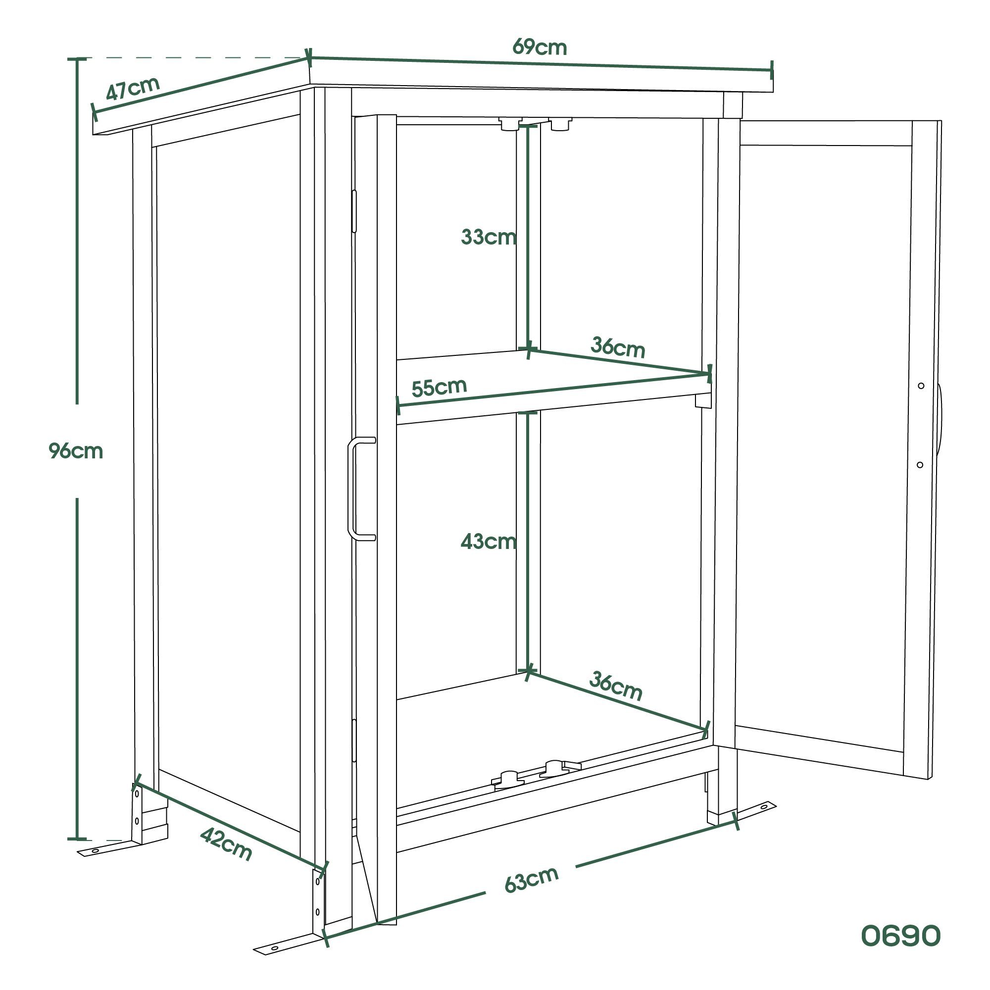 MCombo Gartenbox MCombo Gartenschrank Geräteschuppen Werkzeugschrank 0690/0870/1280, Outdoor-Schrank Gartenbox, aus Holz
