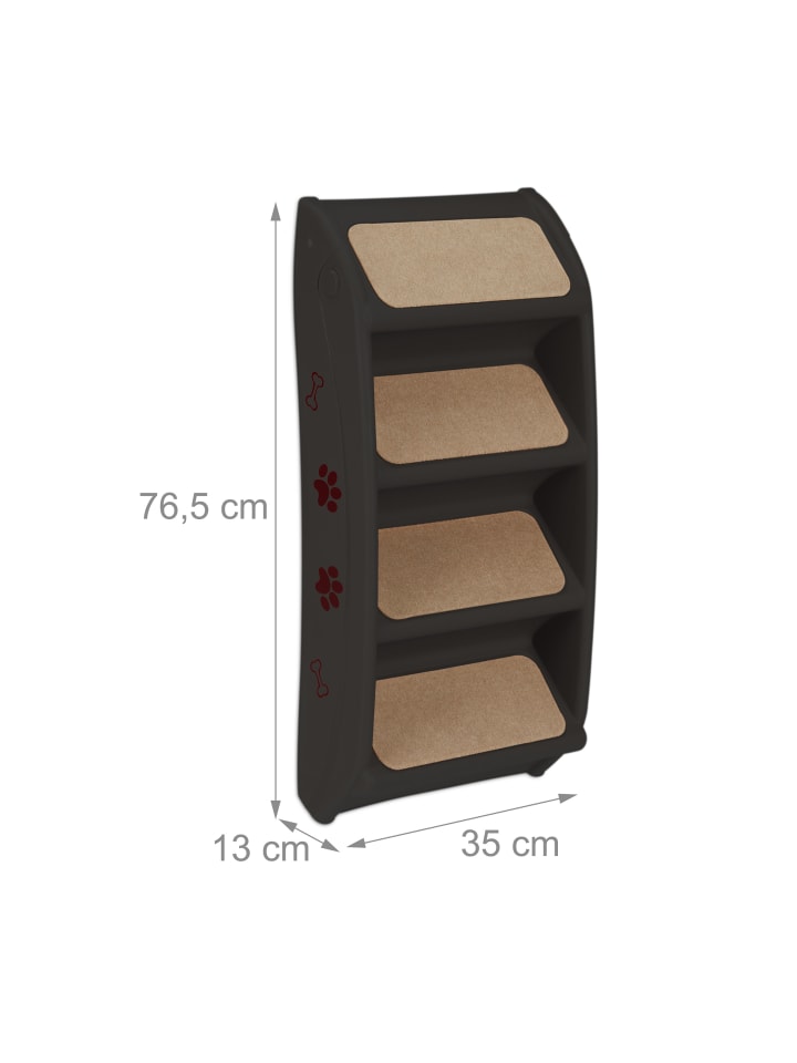 relaxdays Hundetreppe in Schwarz - (B)39 x (H)49 x (T)61 cm günstig kaufen onesize