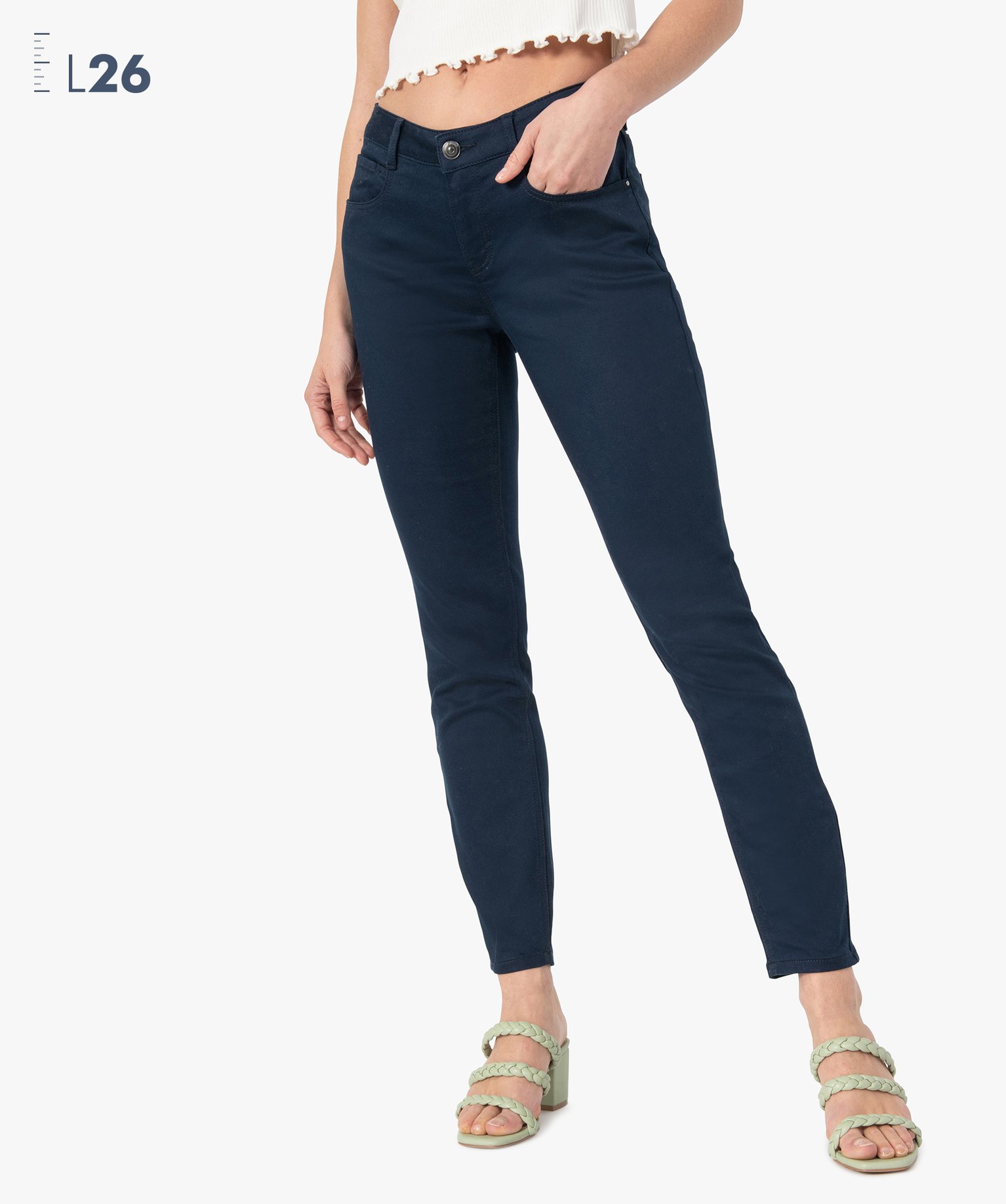 Pantalon femme coupe slim - Longueur L26 marine | GEMO