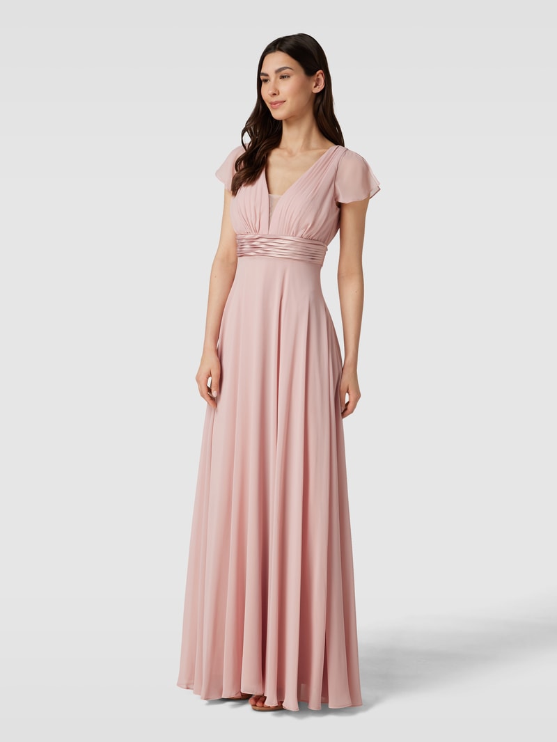 Abendkleid mit Flügelärmeln in hellrosa meliert