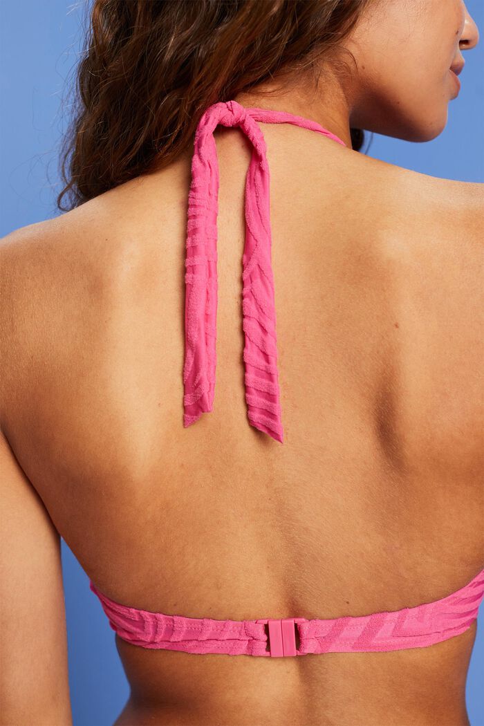 Wattiertes Neckholder-Bikinitop aus Jacquard