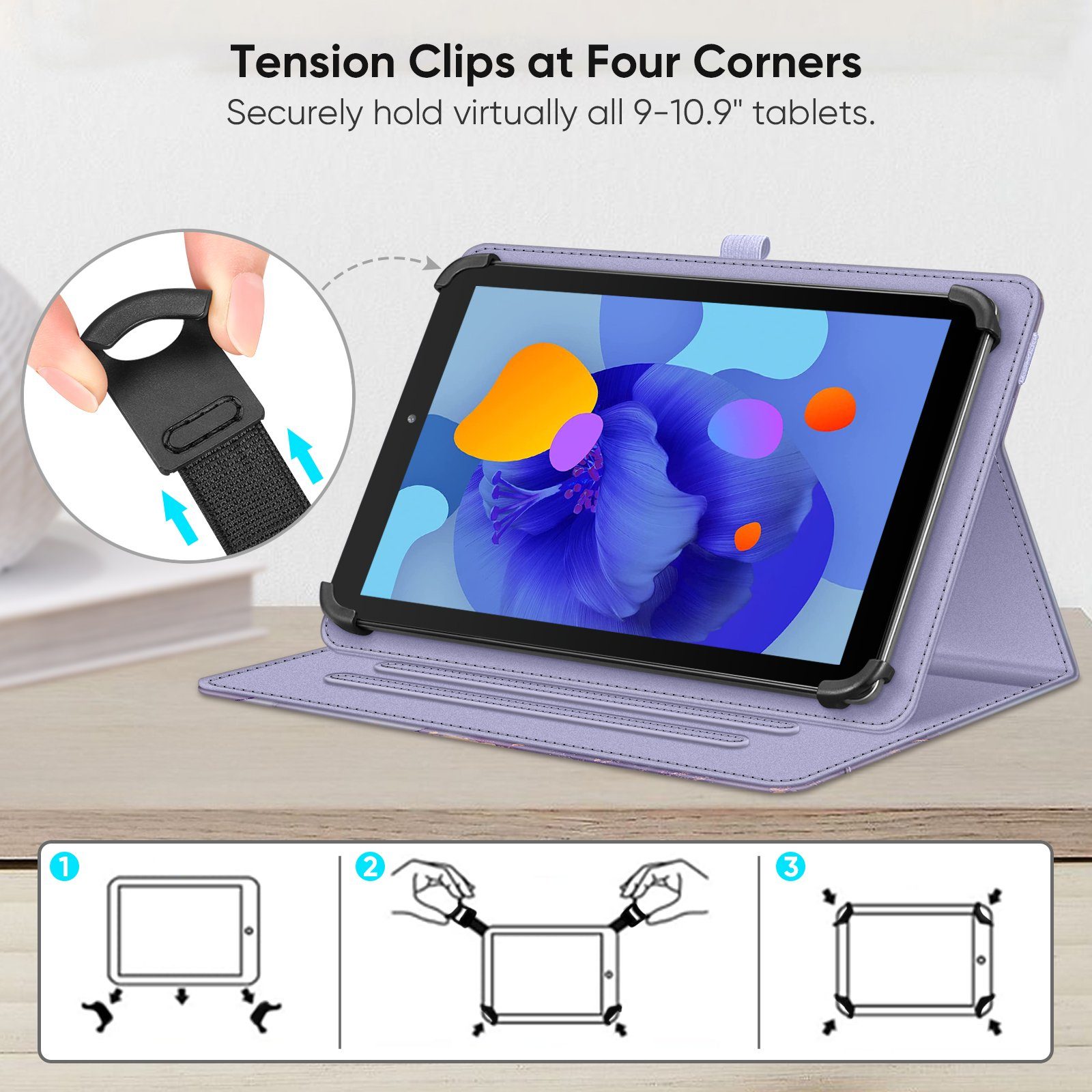 Fintie Tablet-Hülle Tablet Universal Hülle für 9 10 10,1 Zoll - Multi-Winkel Folio Schutzhülle mit Dokumentschlitze für Jumper, CHUWI, TECLAST, Blackview, HAOVM, CUBOT und mehr 9-10.9 Tablets