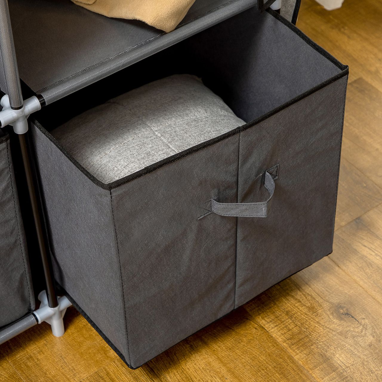 HOMCOM Stoffschrank, Faltschrank mit Reißverschluss, Kleiderschrank, Dunkelgrau