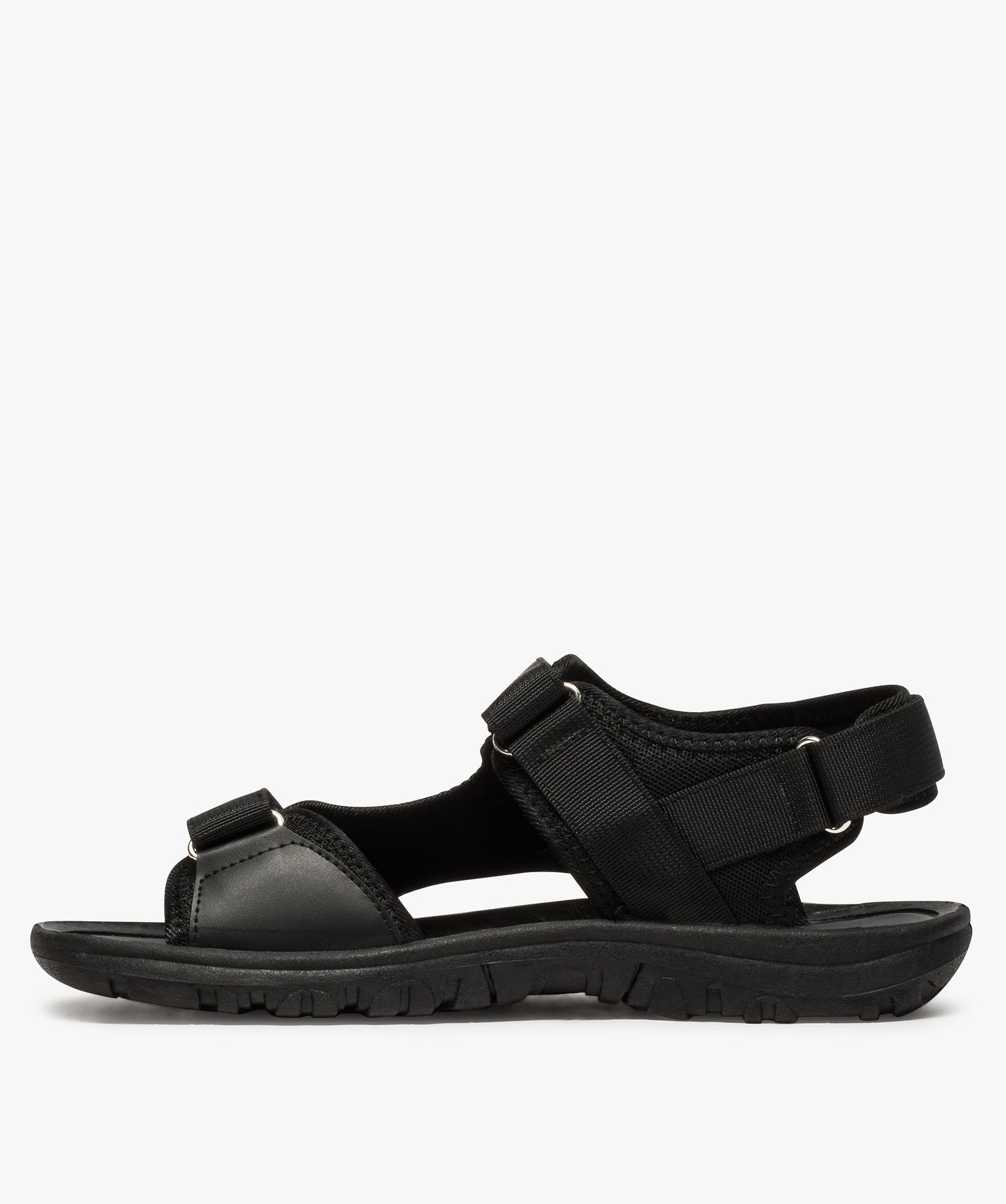 Sandales homme en textile fermeture trois bandes scratch noir | GEMO