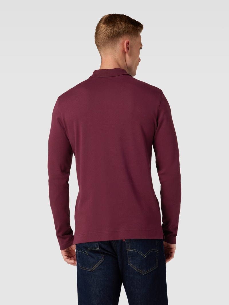 Poloshirt mit langen Ärmeln in dunkelrot