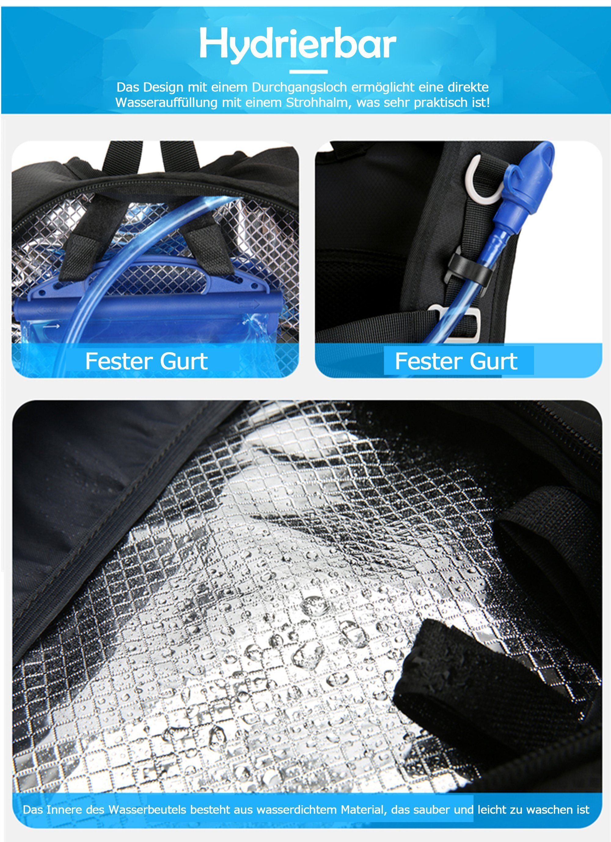 KUGI Wanderrucksack Wanderrucksack Herren Damen 20L,Wasserdichter Rucksack (Leicht Groß Reiserucksack, Trekkingrucksack mit Reflexstreifen), für Klettern Radfahren Bergsteigen Reisen