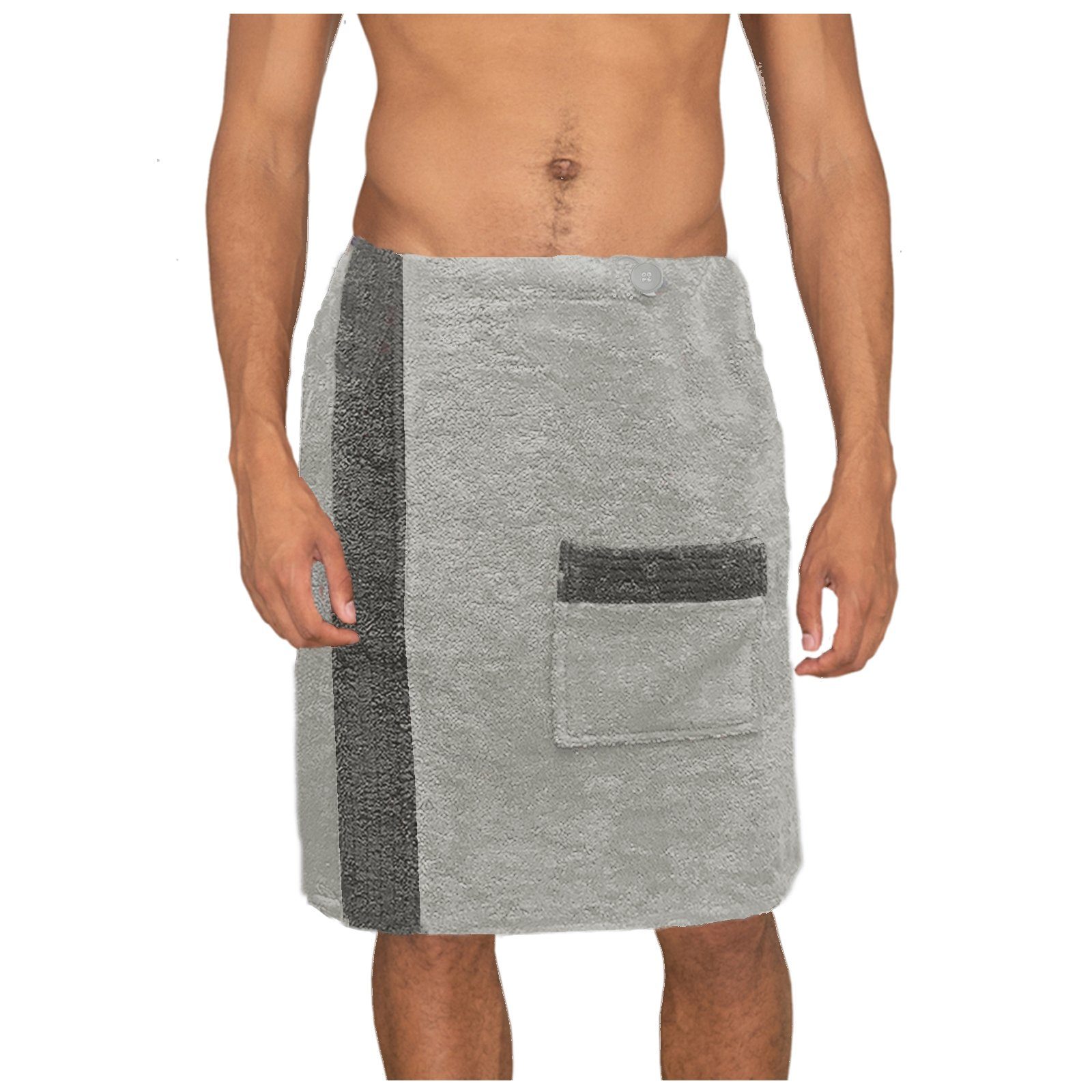 JEMIDI Saunatuch Sauna Frottee Kilt Herren Anthrazit Grau 100% Baumwolle