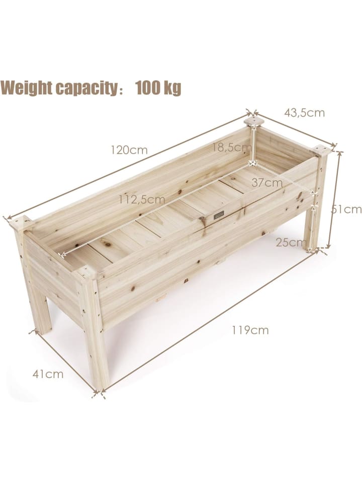 COSTWAY Hochbeet 120cm in Beige günstig kaufen onesize