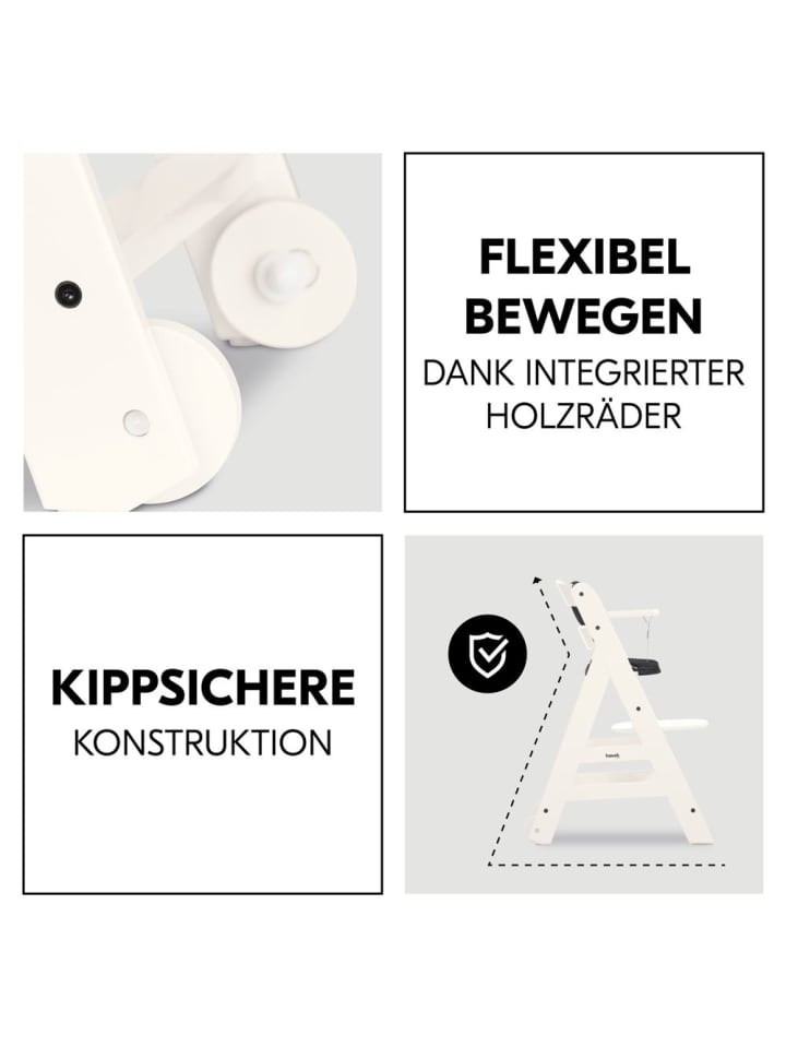 Hauck Hochstuhl Beta Plus White inkl. Essbrett, Sitzkissen in weiss,grau günstig kaufen onesize