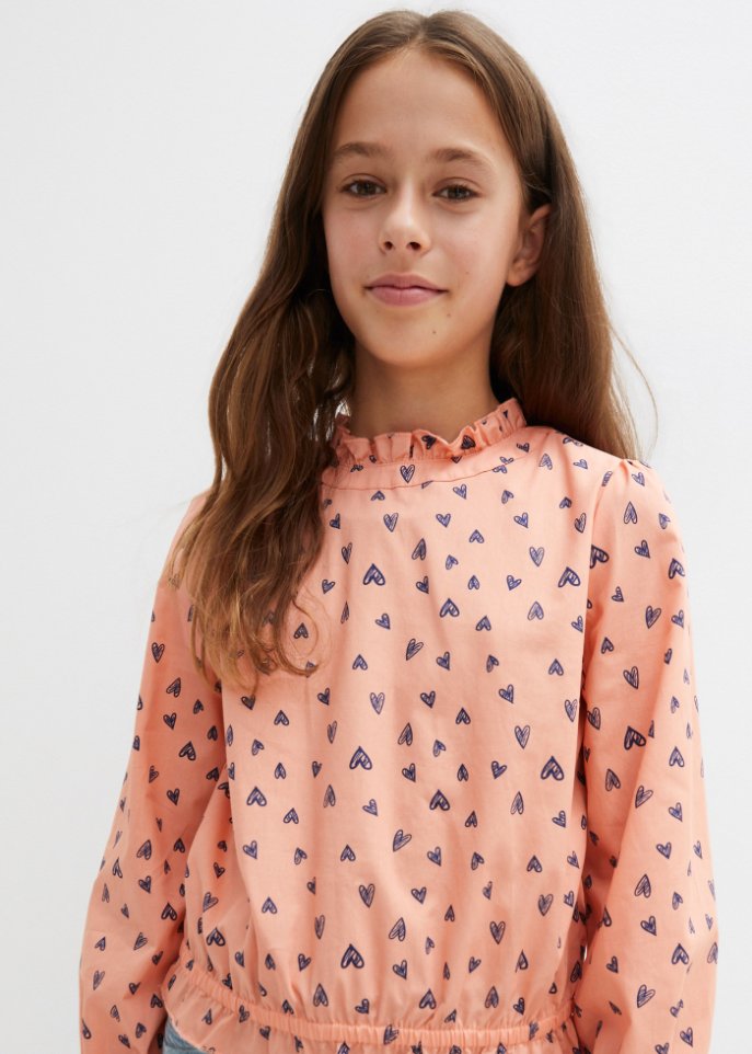 Mädchen Bluse mit Stehkragen