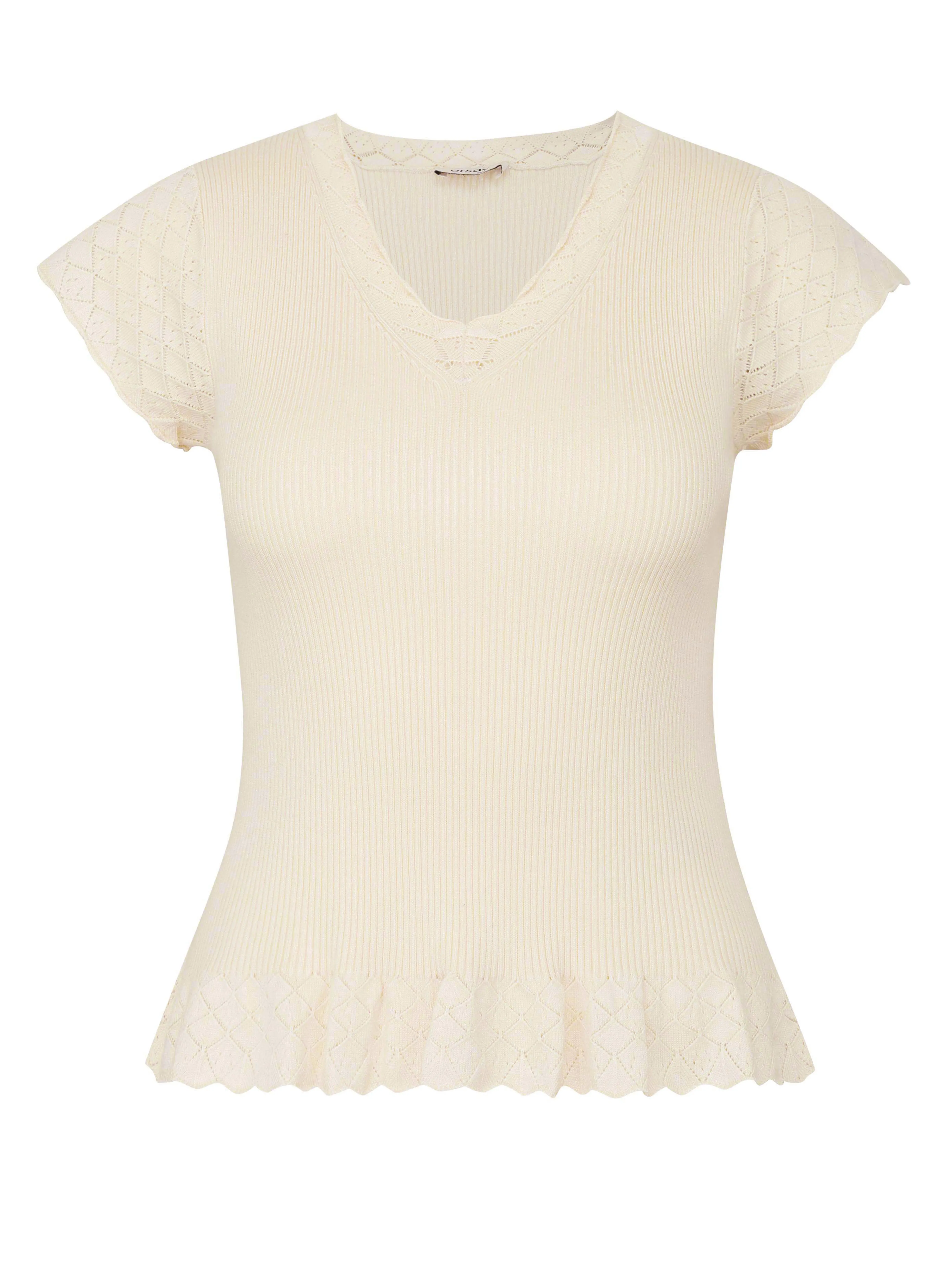 Beigefarbenes Damen Kurzarm-T-Shirt ORSAY